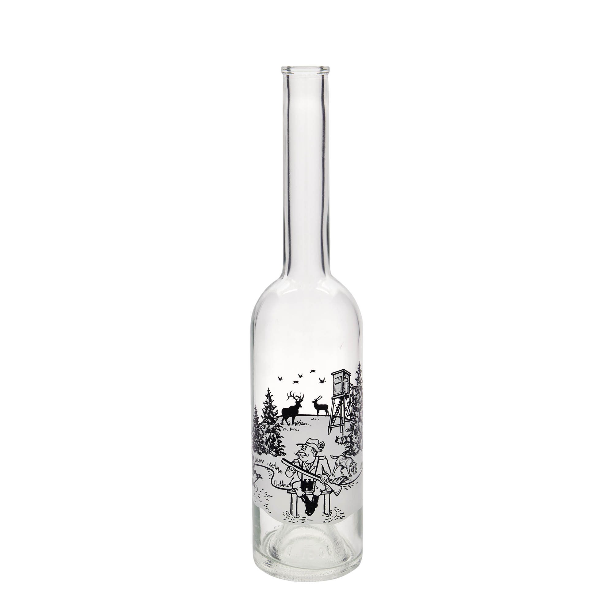 500 ml Glasflasche 'Opera', Motiv: Jäger, Mündung: Kork 500 ml Glasflasche 'Opera', Motiv: Jäger, Mündung: Kork