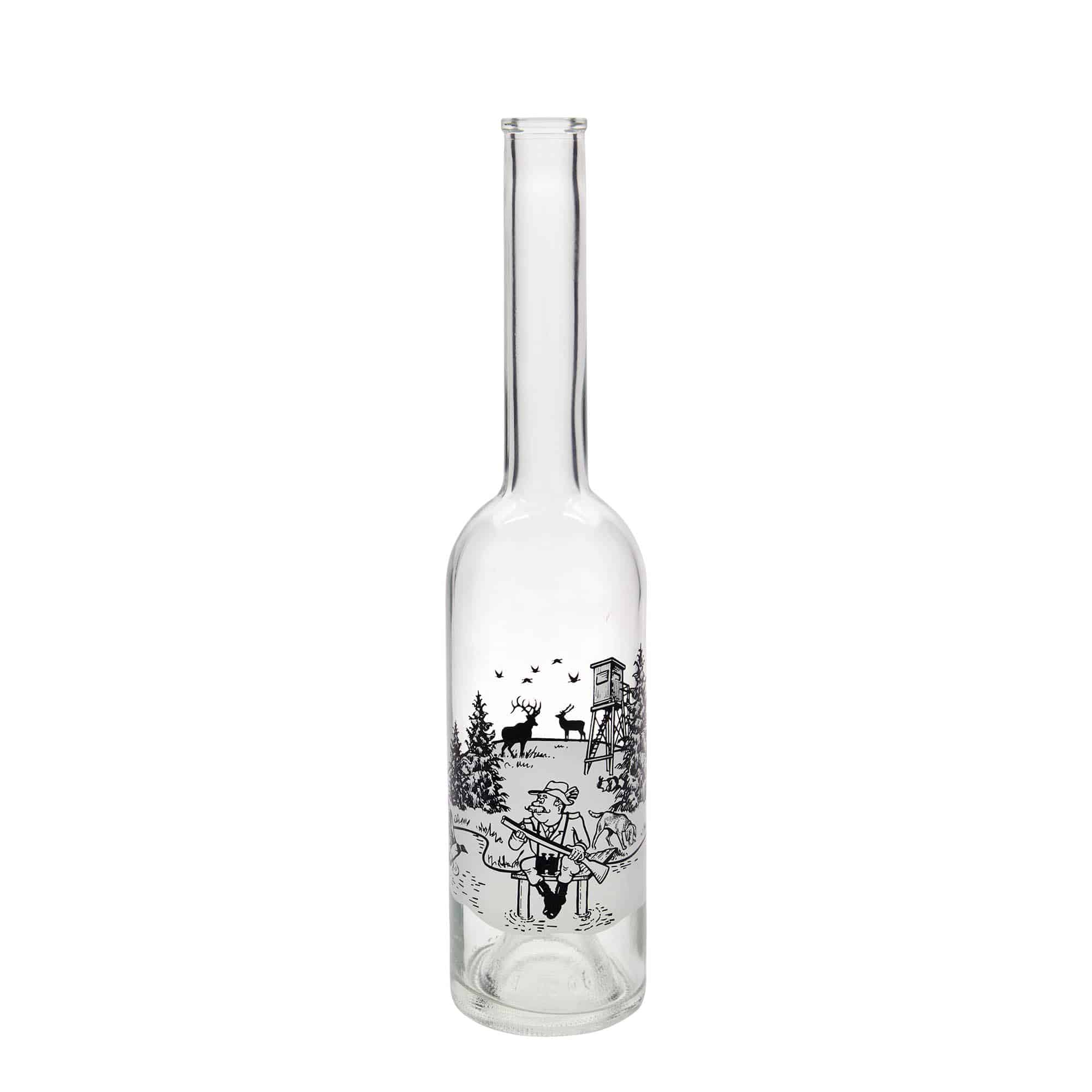 500 ml Glasflasche „Opera“, Motiv: Jäger, Mündung: Kork