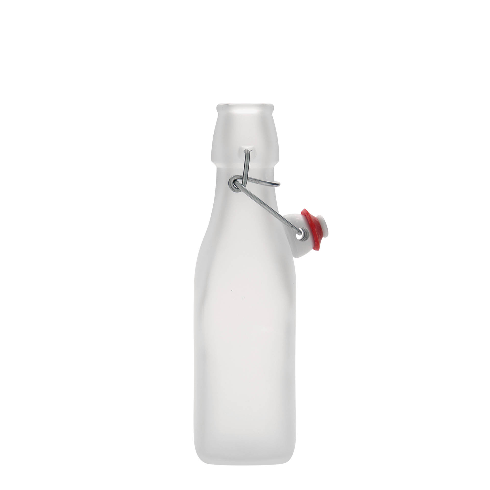 250 ml Glasflasche „Swing“ quadratisch, weiß, Mündung: Bügelverschluss