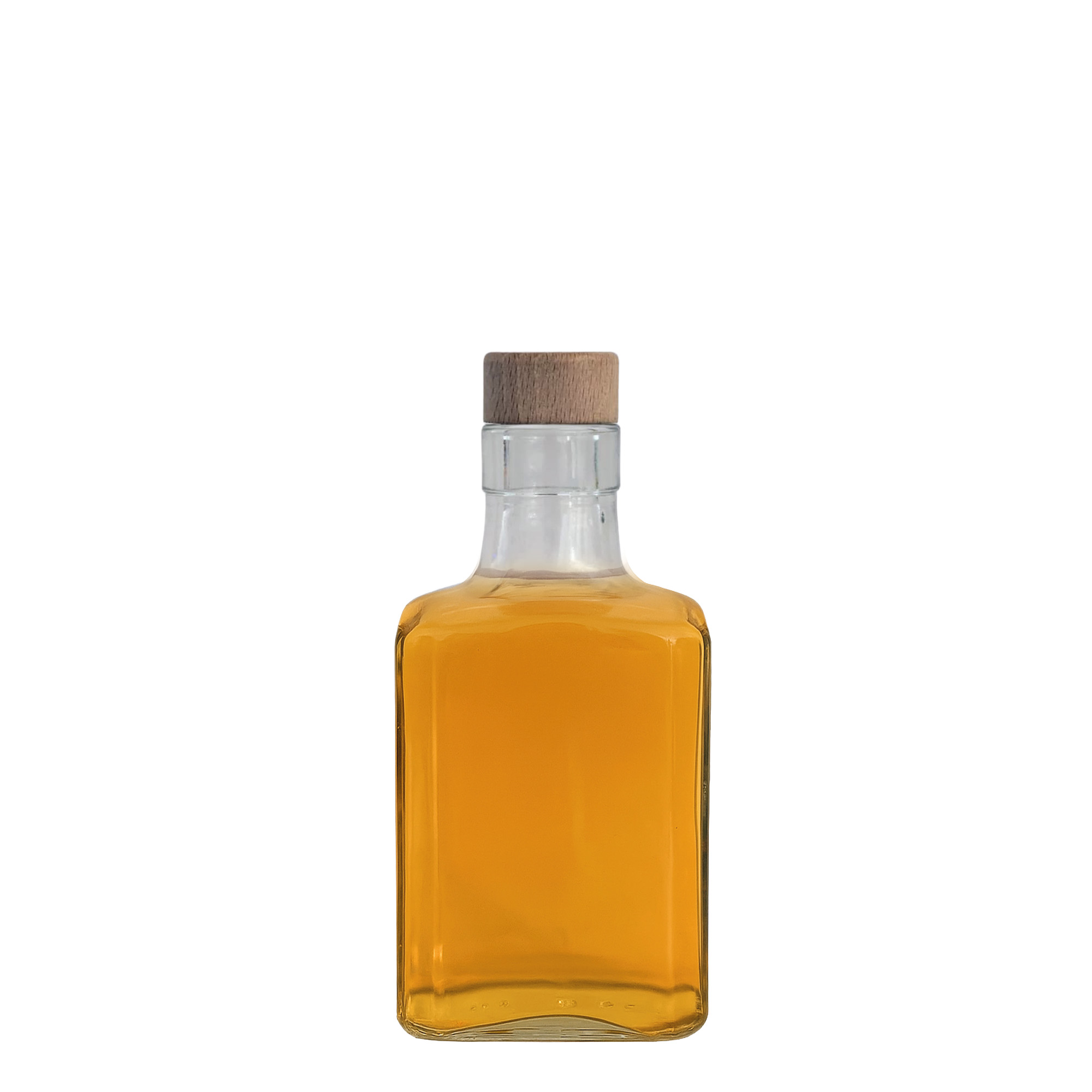 250 ml Glasflasche 'Decanter Quadro Oberband', quadratisch, Mündung: Kork