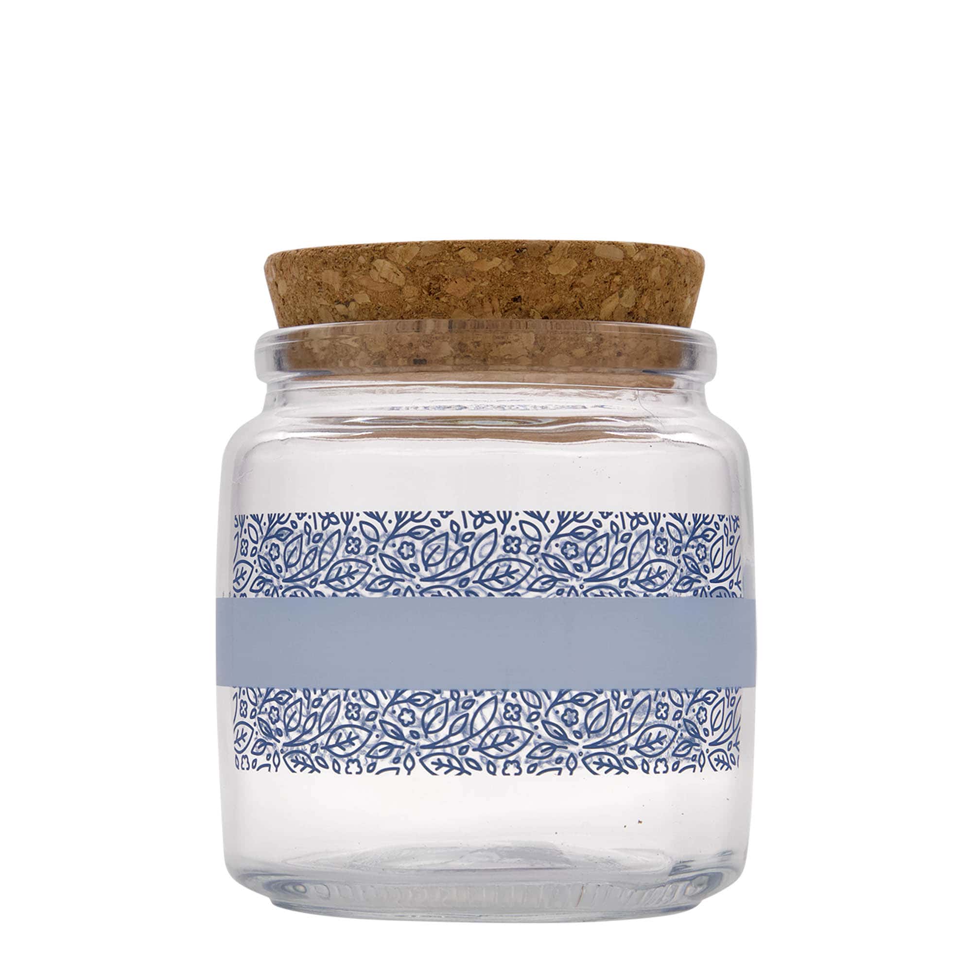 750 ml Korkenglas 'Giara', Motiv: Naturalmente blu, Mündung: Kork