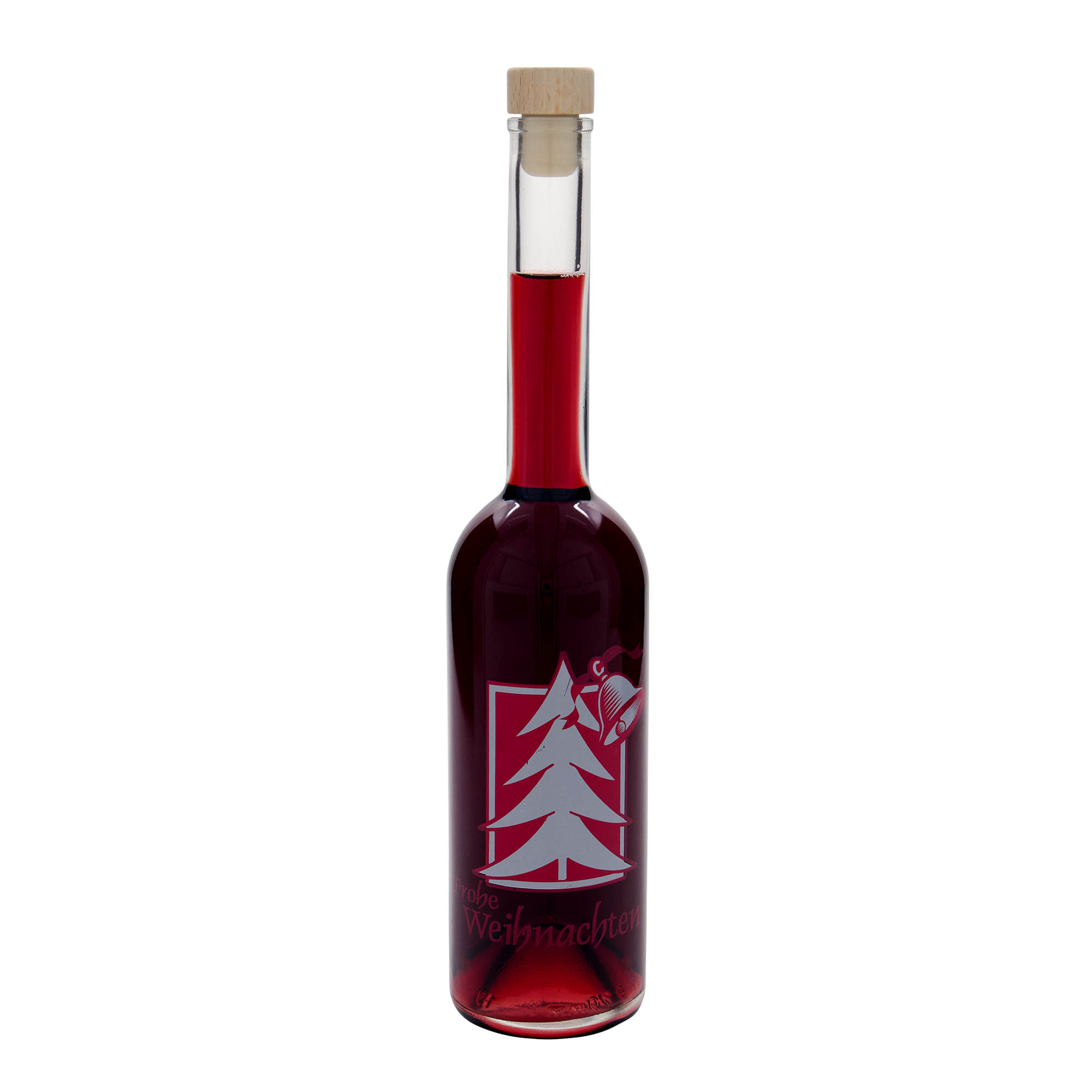 500 ml Glasflasche 'Opera', Motiv: Weihnachtsgruß, Mündung: Kork 500 ml Glasflasche 'Opera', Motiv: Weihnachtsgruß, Mündung: Kork