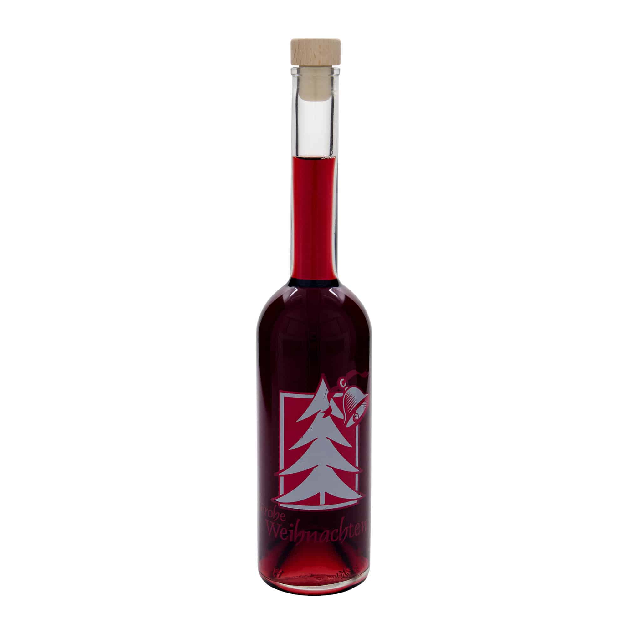 500 ml Glasflasche „Opera“, Motiv: Weihnachtsgruß, Mündung: Kork