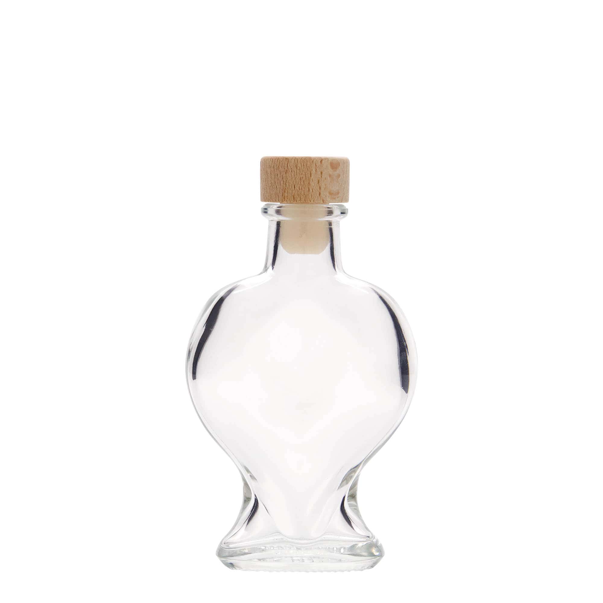 100 ml Glasflasche 'Herz', Mündung: Kork