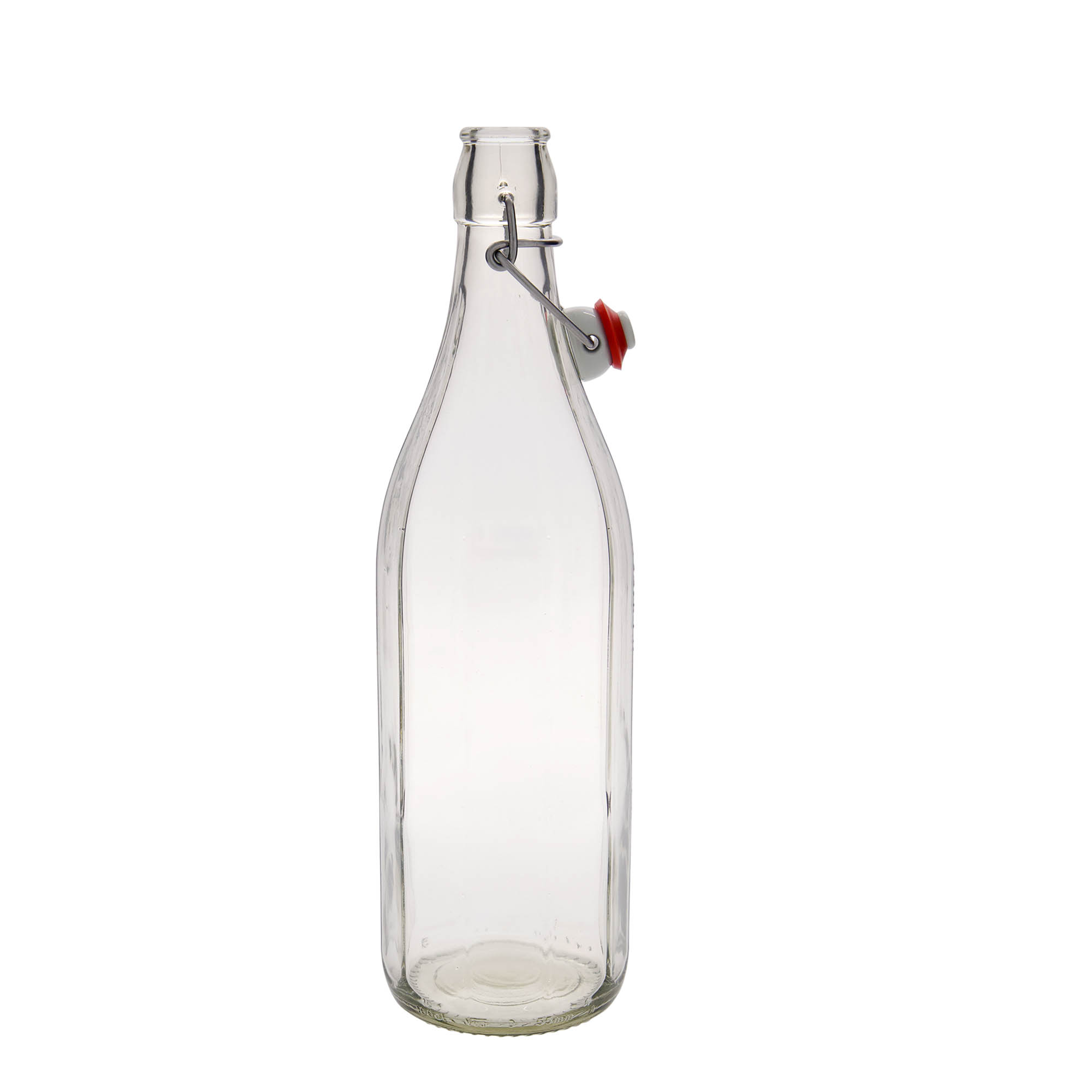 1.000 ml Glasflasche 'Bravo', zehneckig, Mündung: Bügelverschluss