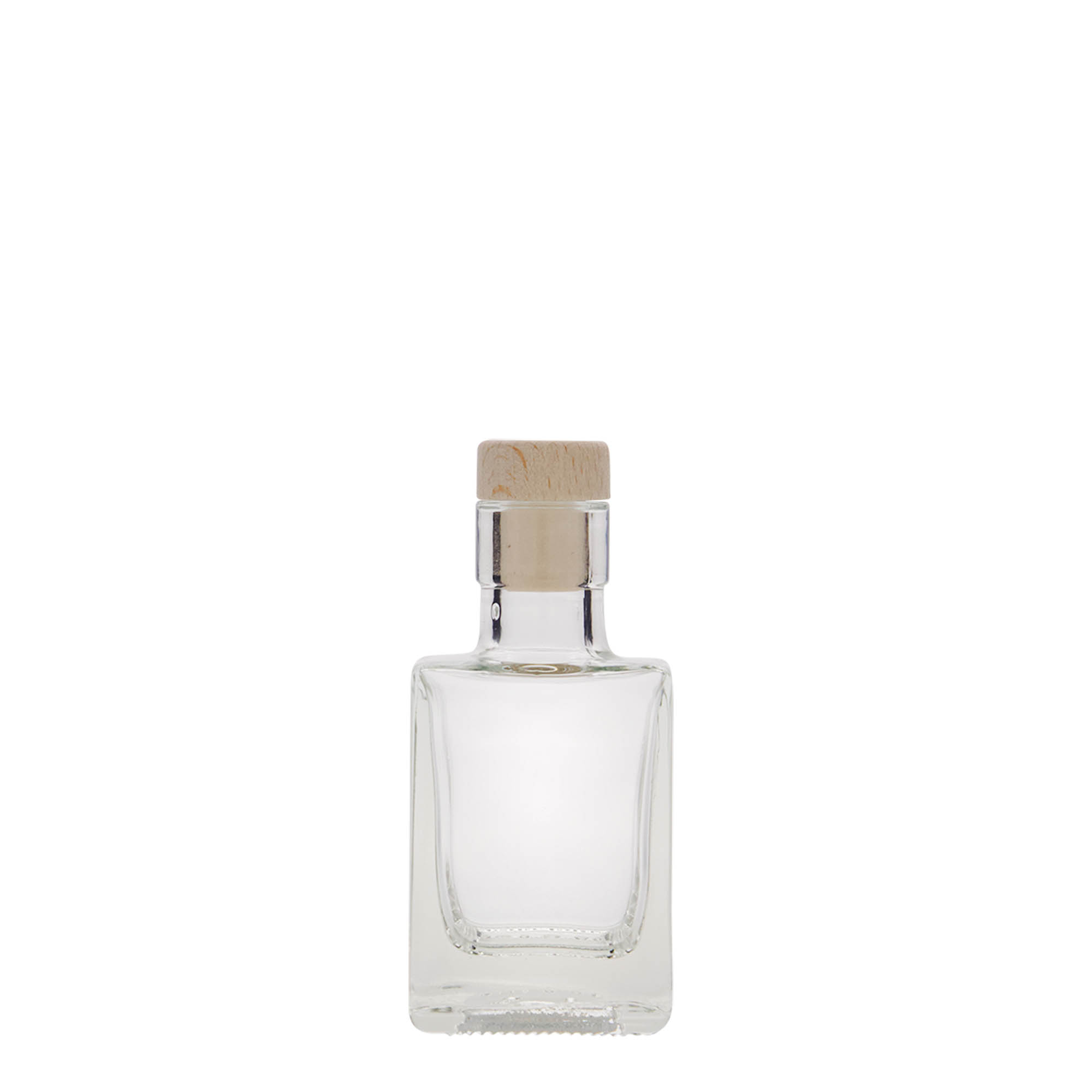 50 ml Glasflasche 'Cube', quadratisch, Mündung: Kork