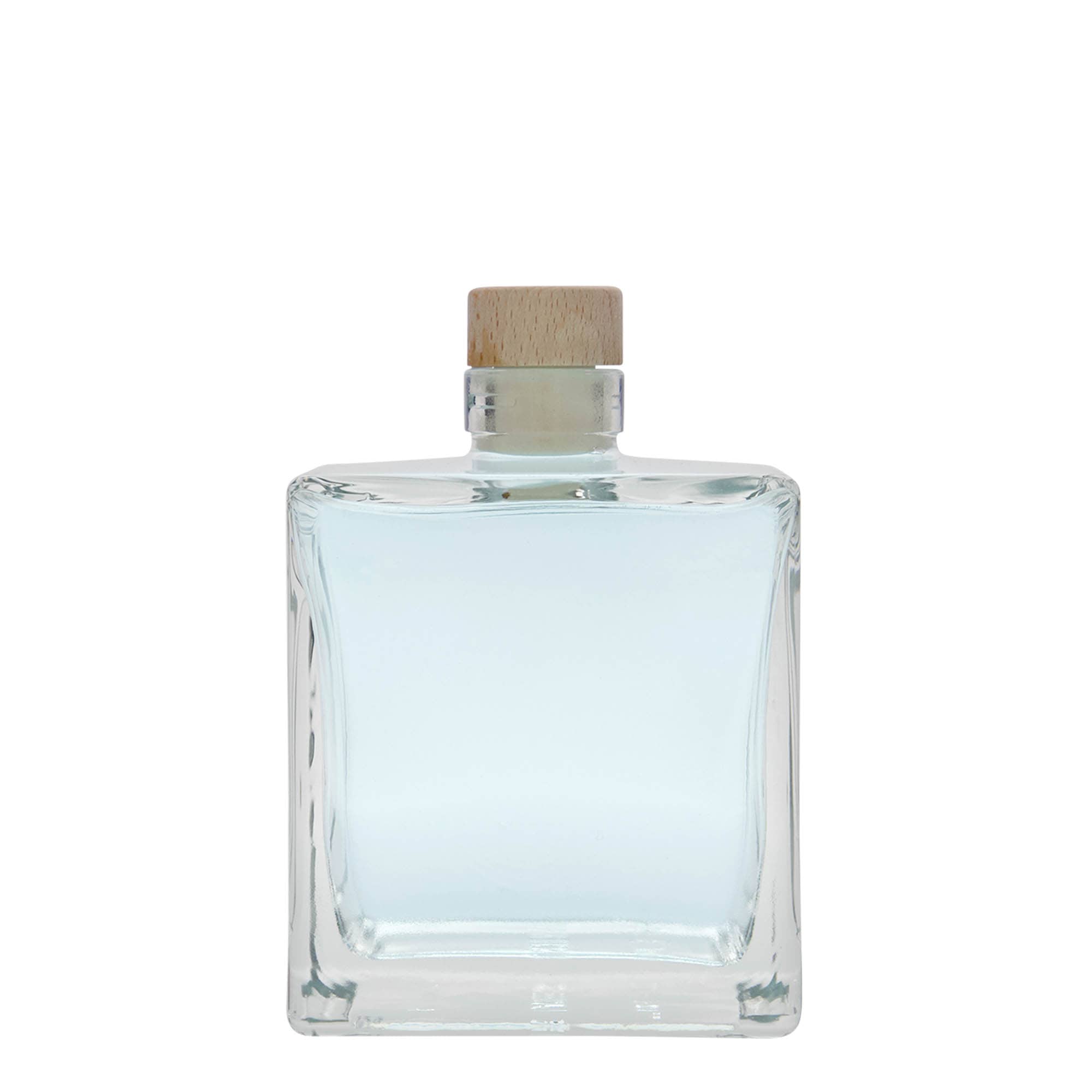 500 ml Glasflasche 'Cube', quadratisch, Mündung: Kork
