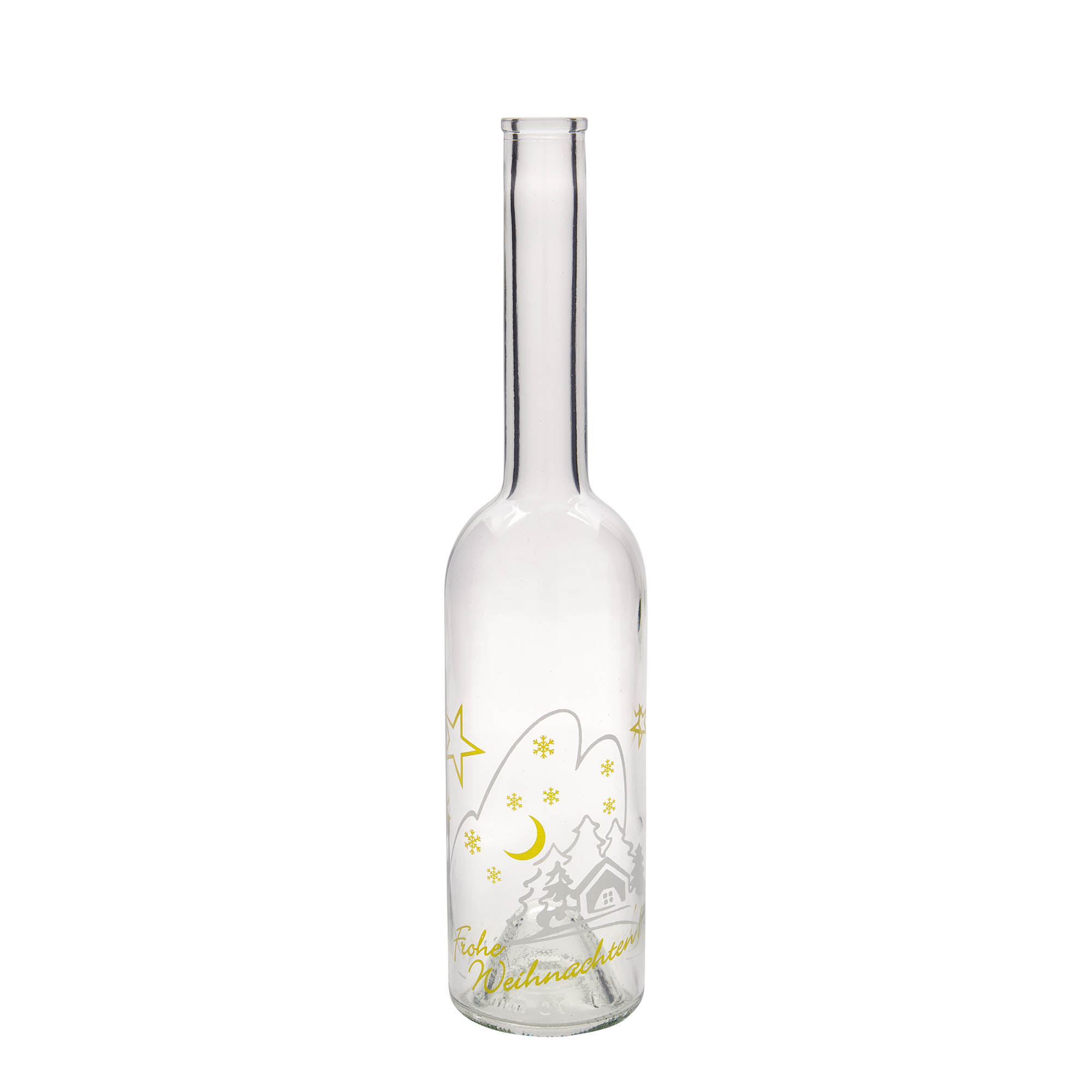 500 ml Glasflasche „Opera“, Motiv: Weihnachtsidylle, Mündung: Kork
