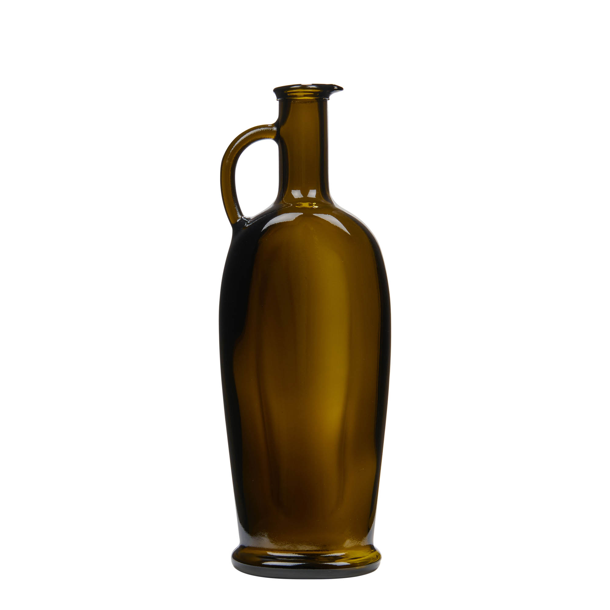 500 ml Glasflasche „Eleganta“, oval, antikgrün, Mündung: Kork