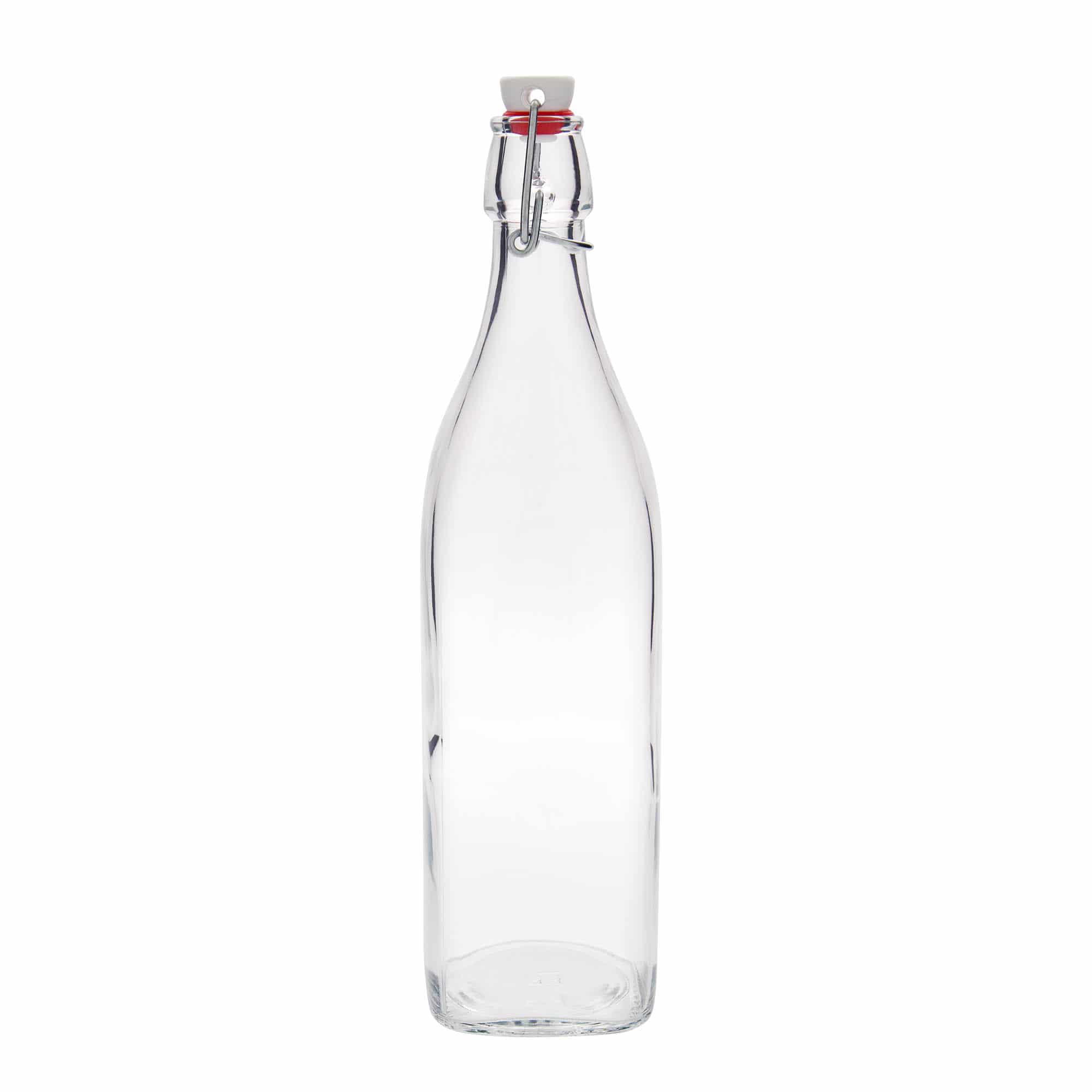 1.000 ml Glasflasche „Swing“, quadratisch, Mündung: Bügelverschluss