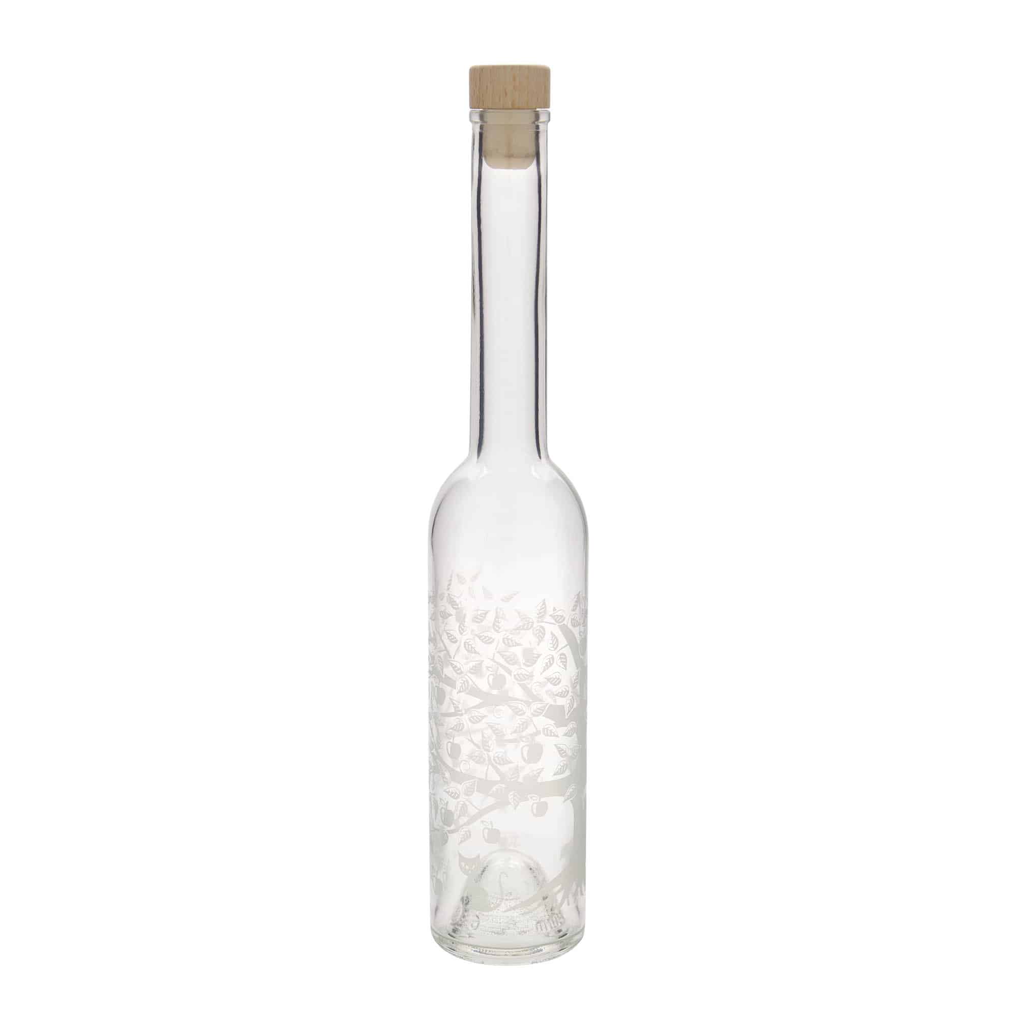 350 ml Glasflasche „Opera“, Motiv: Apfelbaum, Mündung: Kork