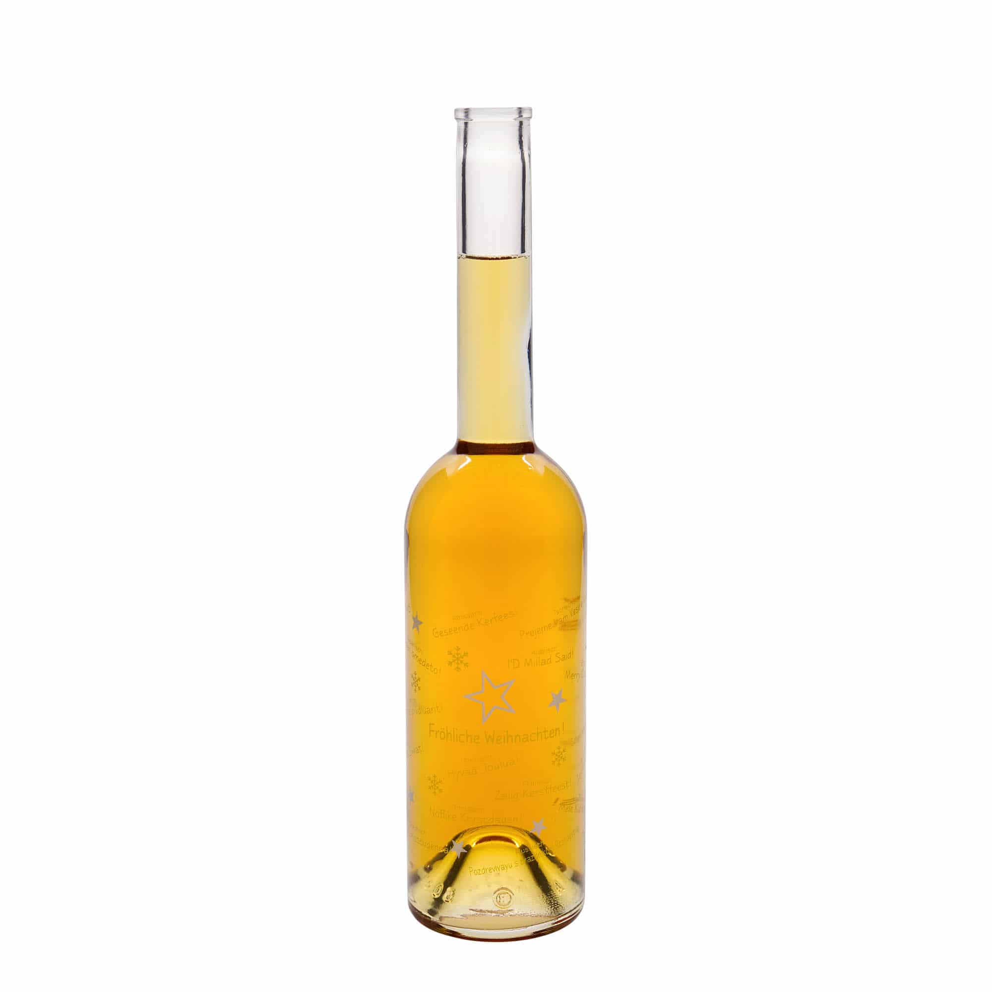 500 ml Glasflasche „Opera“, Motiv: Weihnachten in der Welt, Mündung: Kork