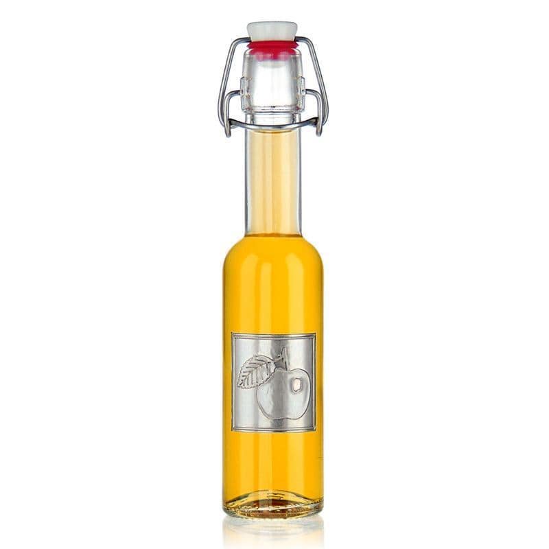 Zinnetikett 'Apfel', quadratisch, Metall, silber