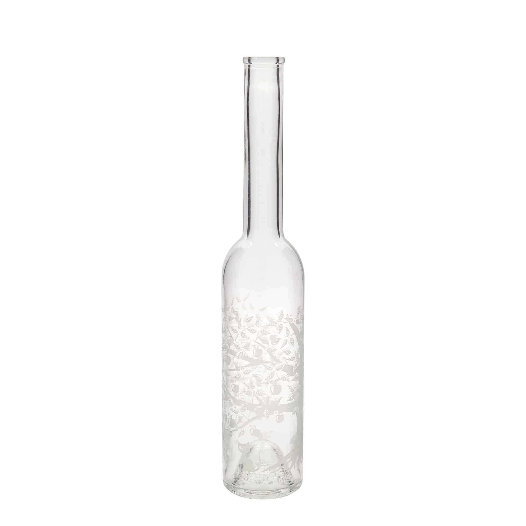350 ml Glasflasche „Opera“, Motiv: Apfelbaum, Mündung: Kork