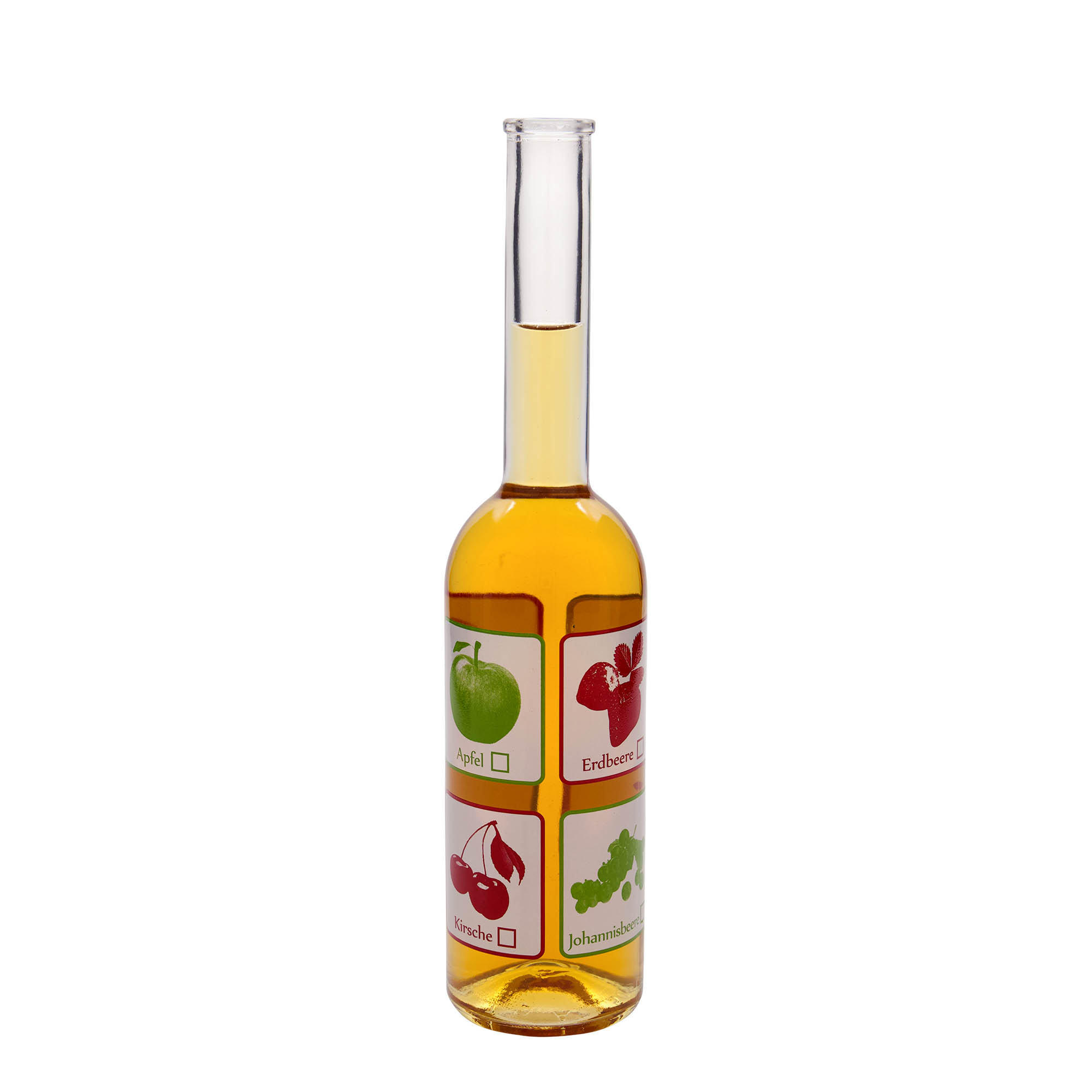 500 ml Glasflasche 'Opera', Motiv: Früchte, Mündung: Kork 500 ml Glasflasche 'Opera', Motiv: Früchte, Mündung: Kork