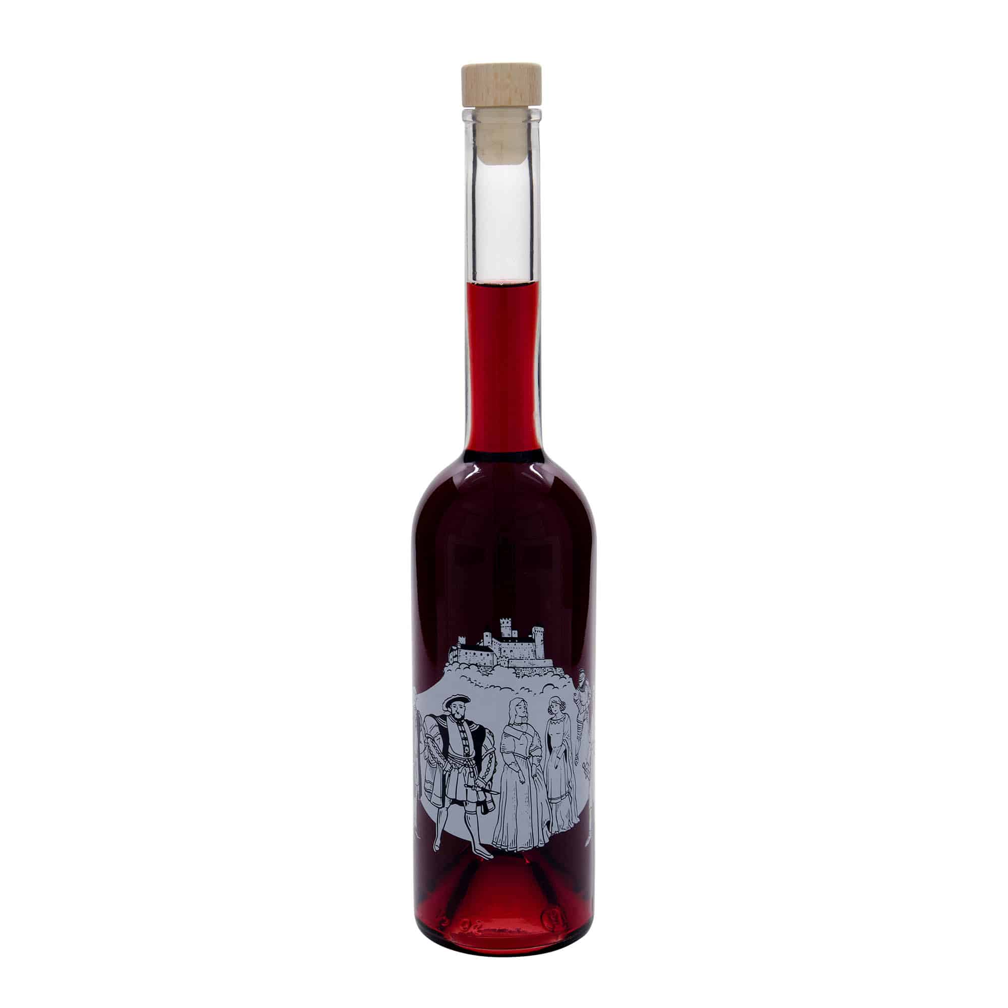 500 ml Glasflasche 'Opera', Motiv: Mittelalter, Mündung: Kork