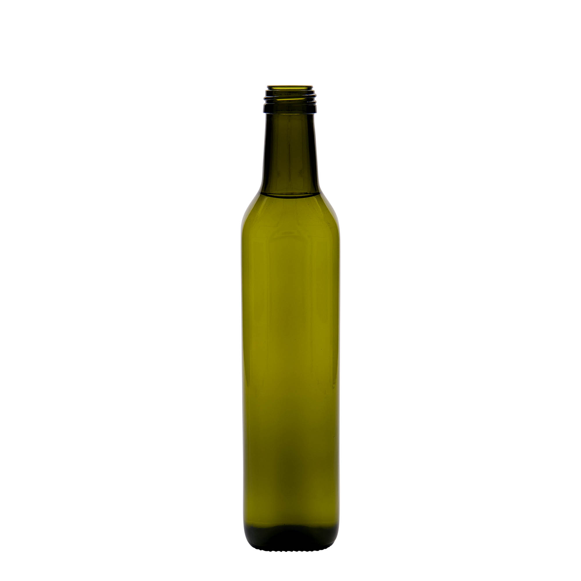 500 ml Glasflasche „Marasca“, quadratisch, antikgrün, Mündung: PP 31,5 500 ml Glasflasche „Marasca“, quadratisch, antikgrün, Mündung: PP 31,5