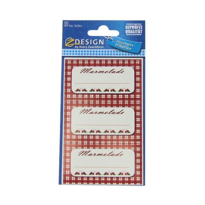 Zweckform Etiketten 'Marmelade kariert', rechteckig, Papier, rot Zweckform Etiketten 'Marmelade kariert', rechteckig, Papier, rot