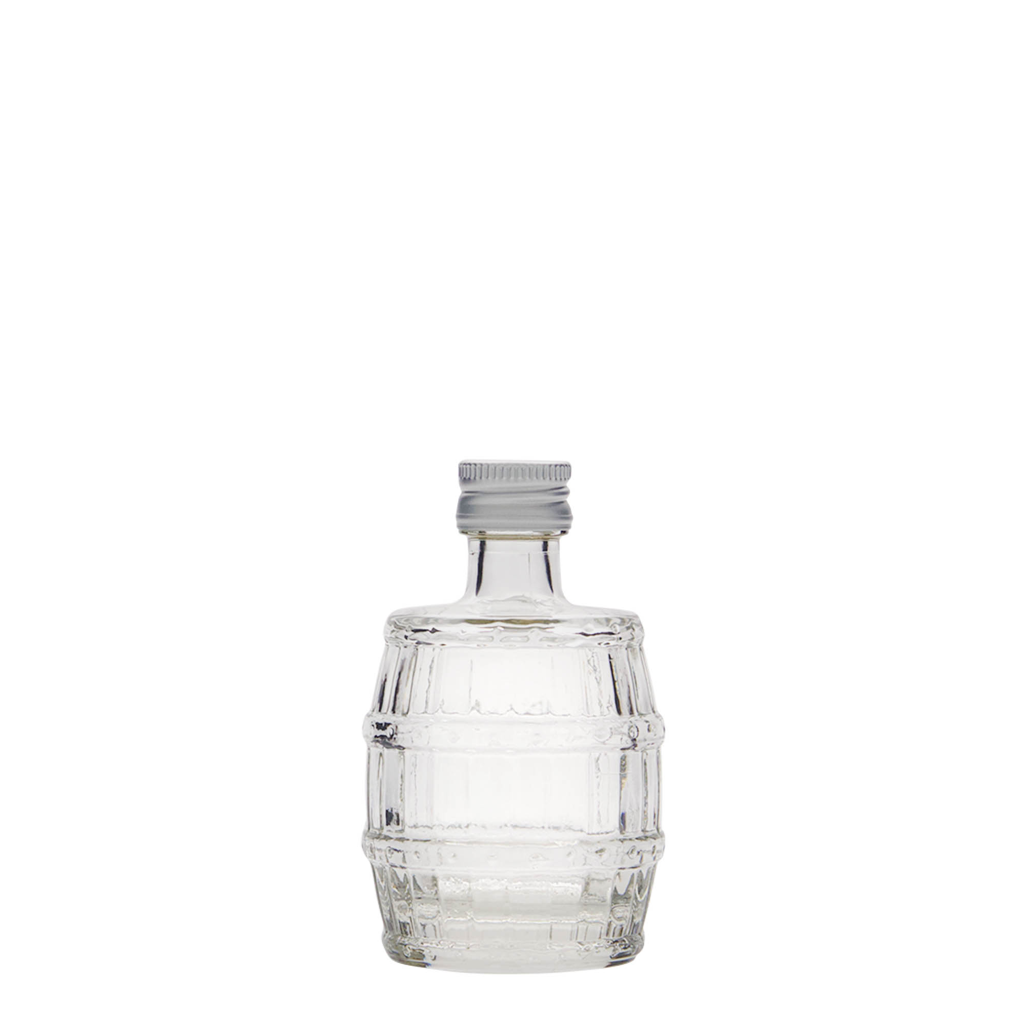 50 ml Glasflasche „Fass“, Mündung: PP 18