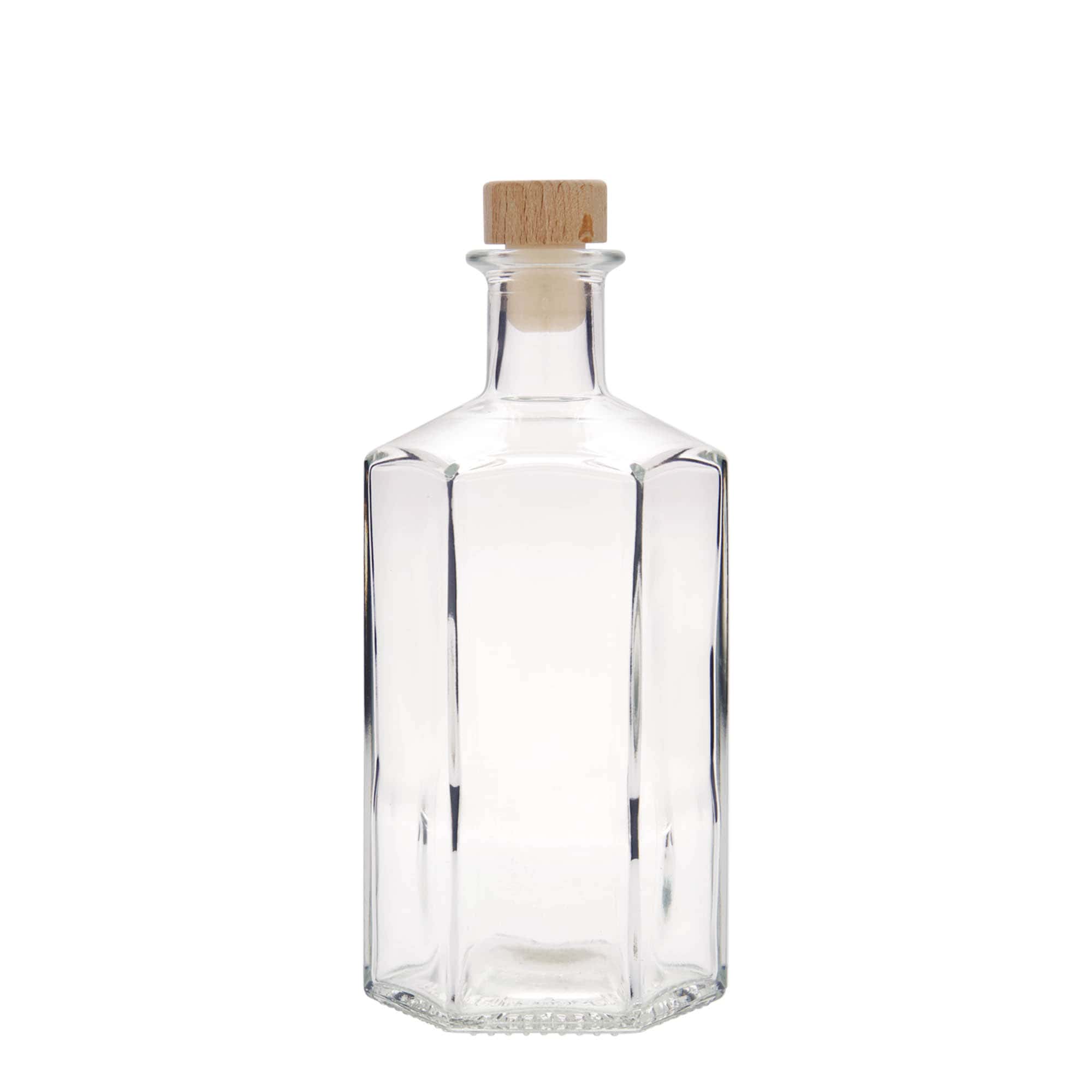 500 ml Glasflasche Apotheker „Jimmy“, sechseckig, Mündung: Kork