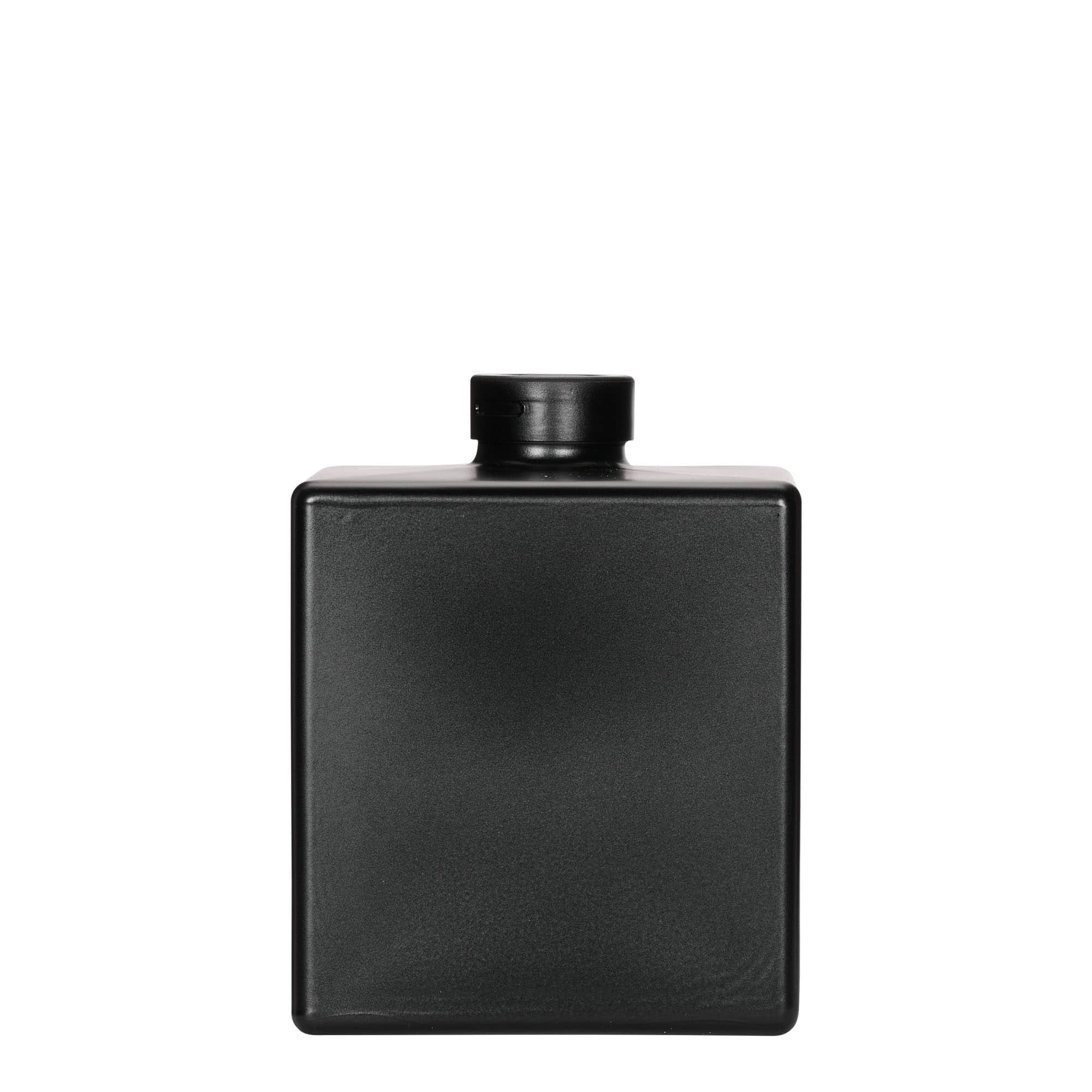 500 ml Glasflasche 'Cube', quadratisch, schwarz, Mündung: Kork 500 ml Glasflasche 'Cube', quadratisch, schwarz, Mündung: Kork