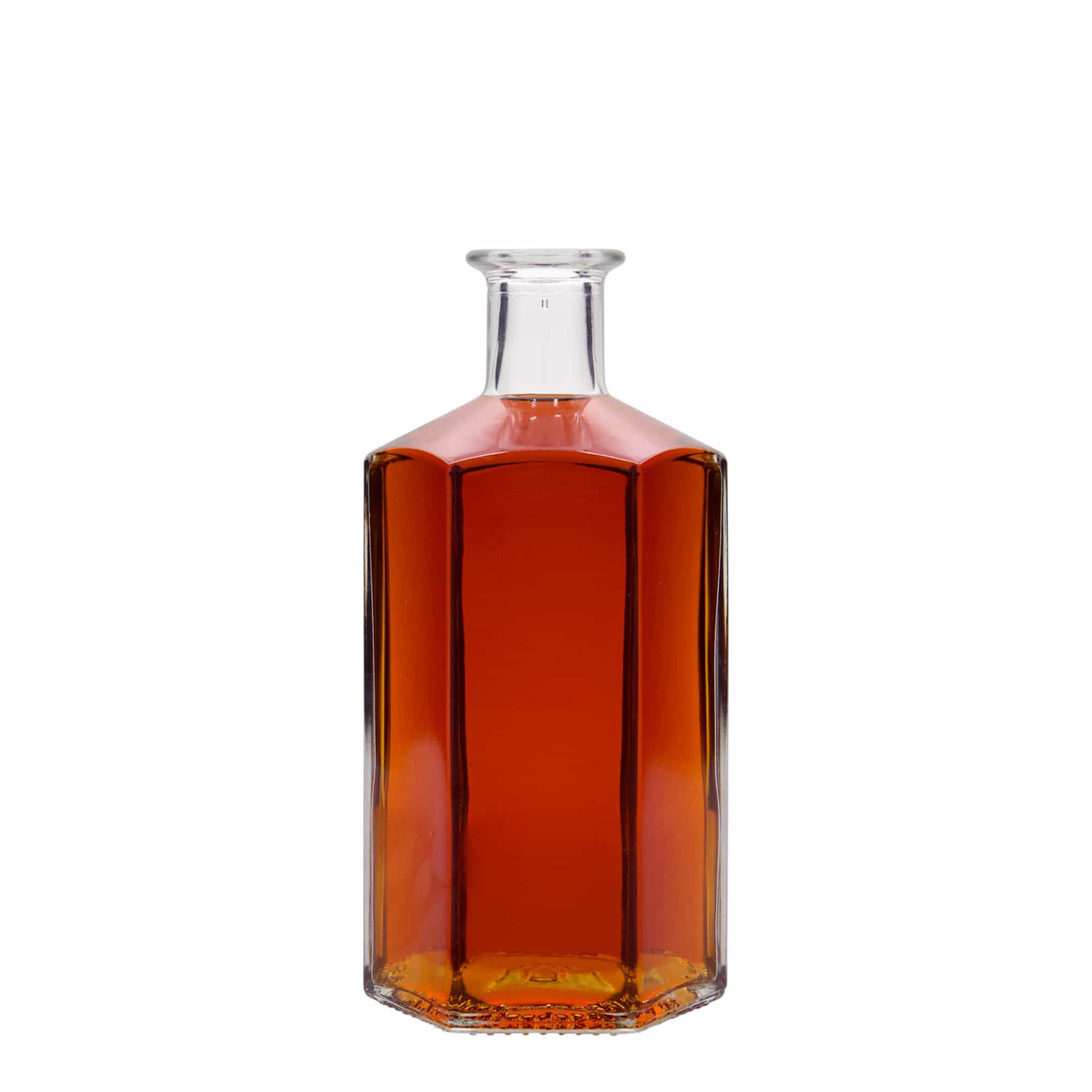 500 ml Glasflasche Apotheker 'Jimmy', sechseckig, Mündung: Kork