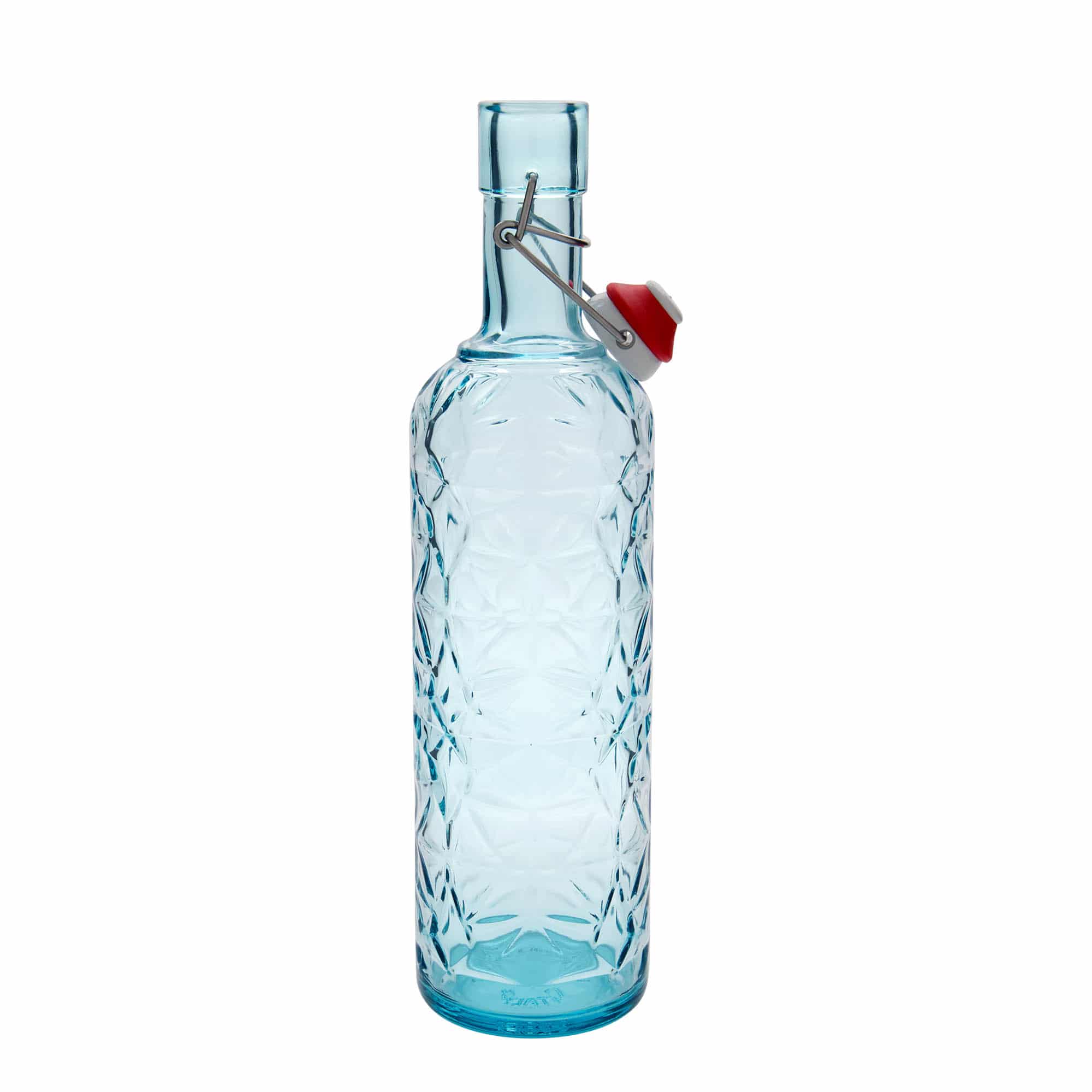 1.000 ml Glasflasche „Oriente“, azurblau, Mündung: Bügelverschluss