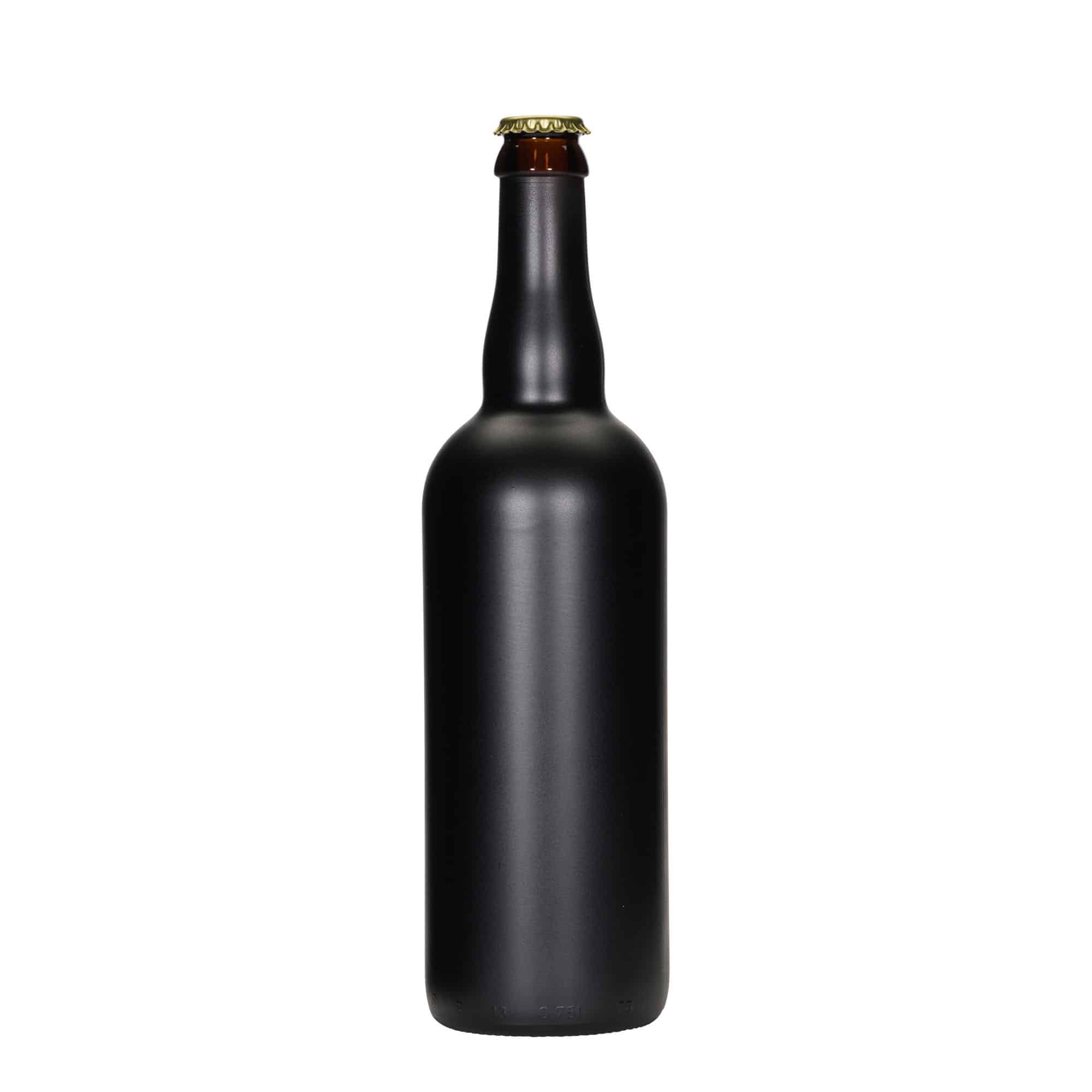 750 ml Bierflasche Belgien, Glas, schwarz, Mündung: Kronkork