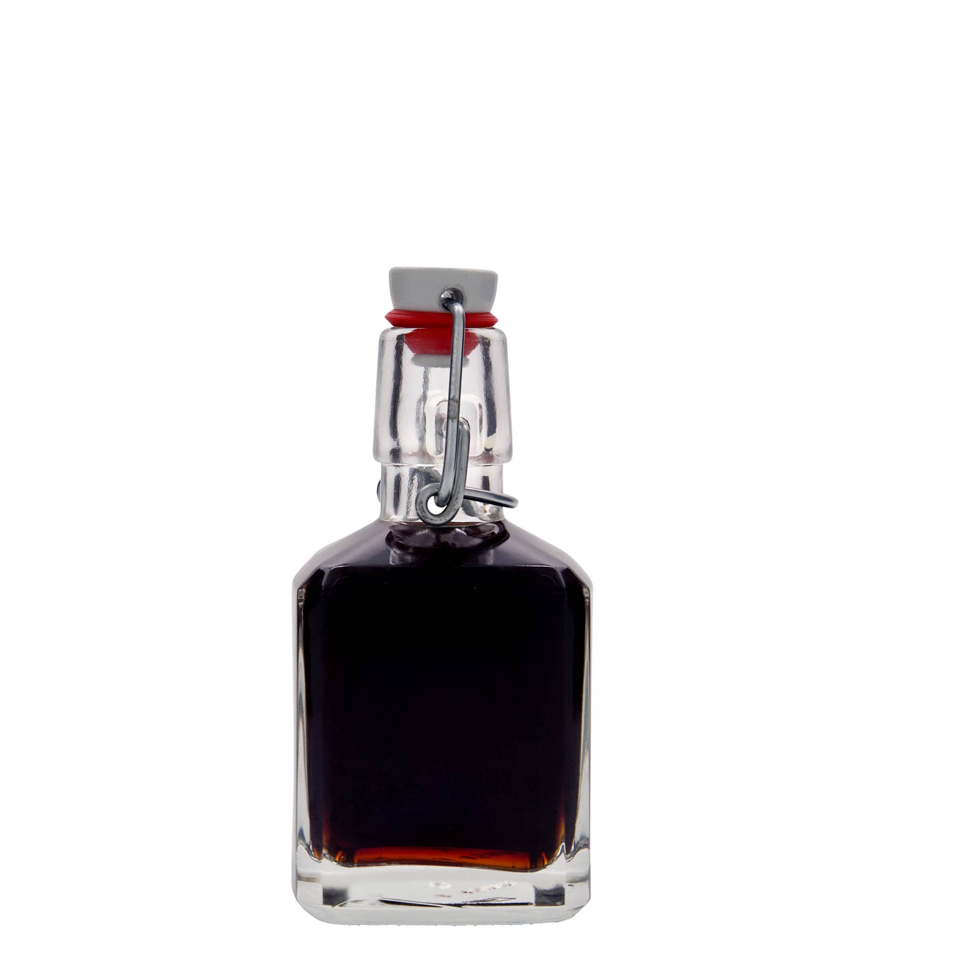 200 ml Glasflasche 'Kubica', quadratisch, Mündung: Bügelverschluss