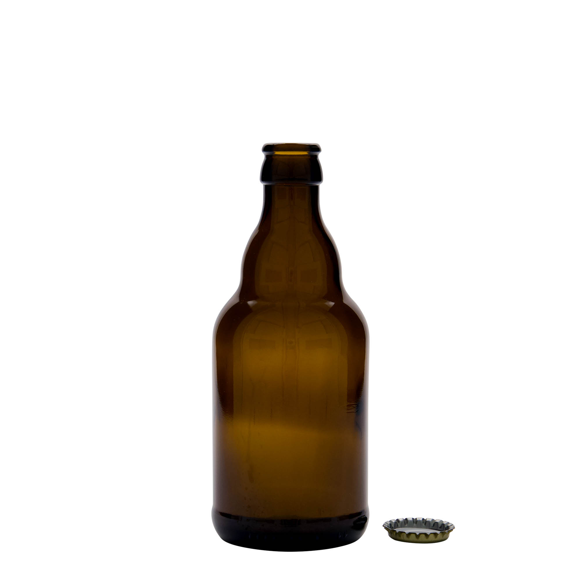 330 ml Bierflasche „Steinie“, Glas, braun, Mündung: Kronkorken