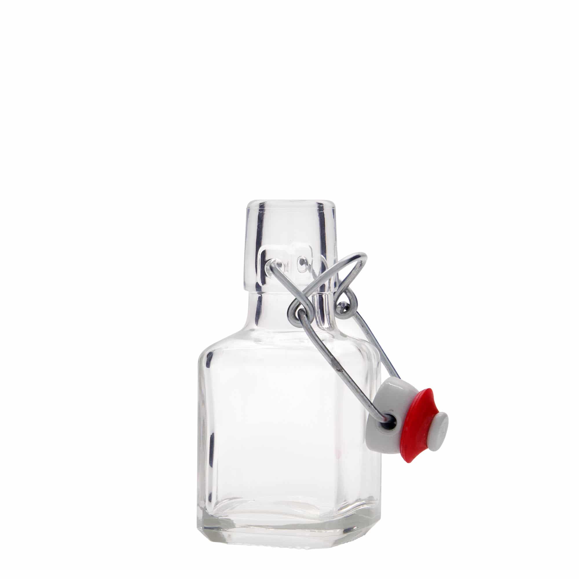 100 ml Glasflasche „Kubica“, quadratisch, Mündung: Bügelverschluss