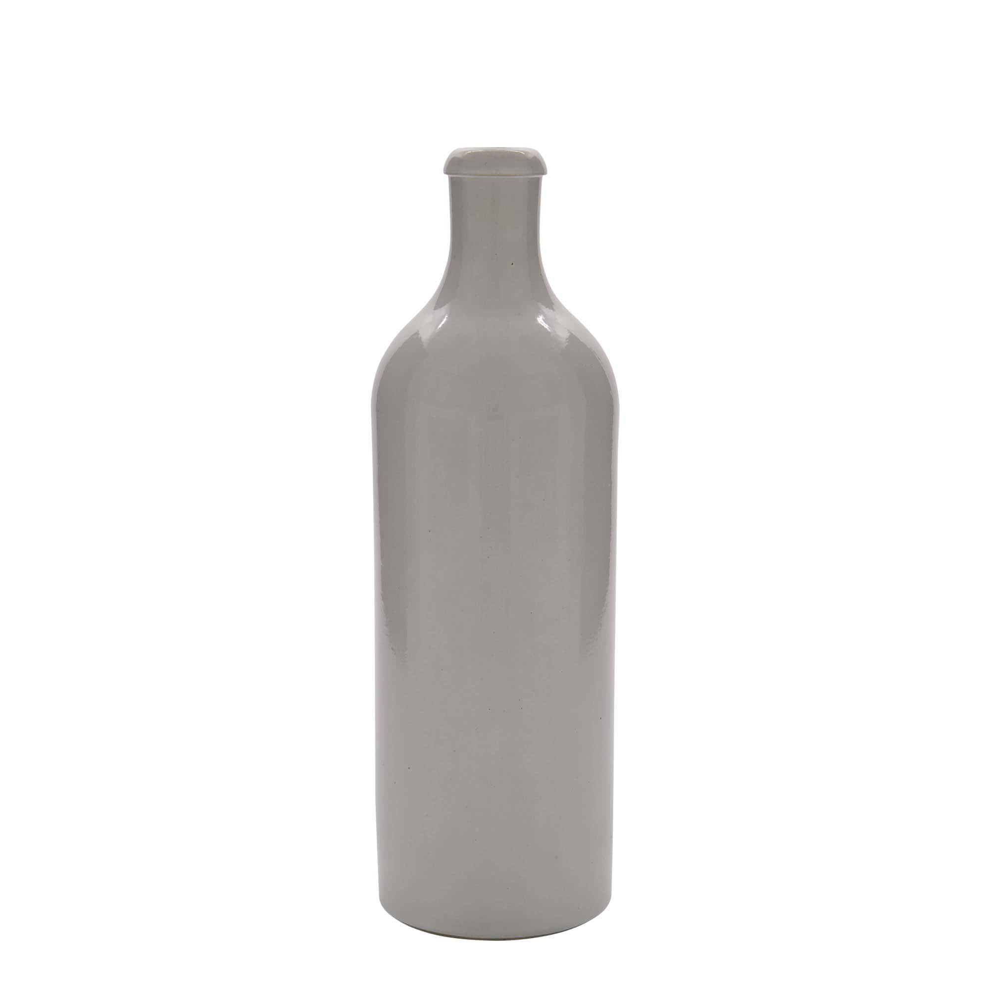 750 ml Tonkrug, Steinzeug, weiß, Mündung: Kork