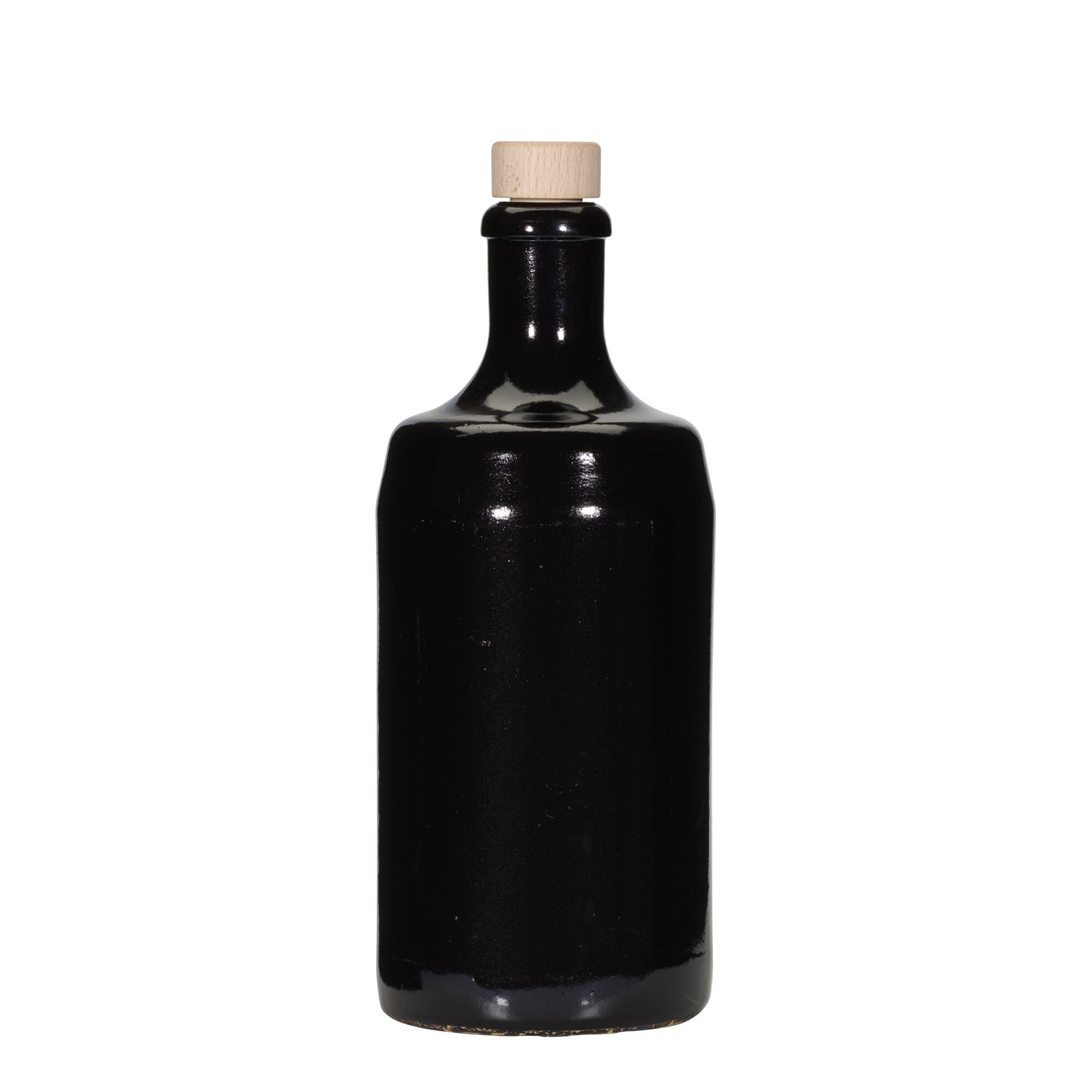 700 ml Tonkrug „Calvados“, Steinzeug, schwarz, Mündung: Kork