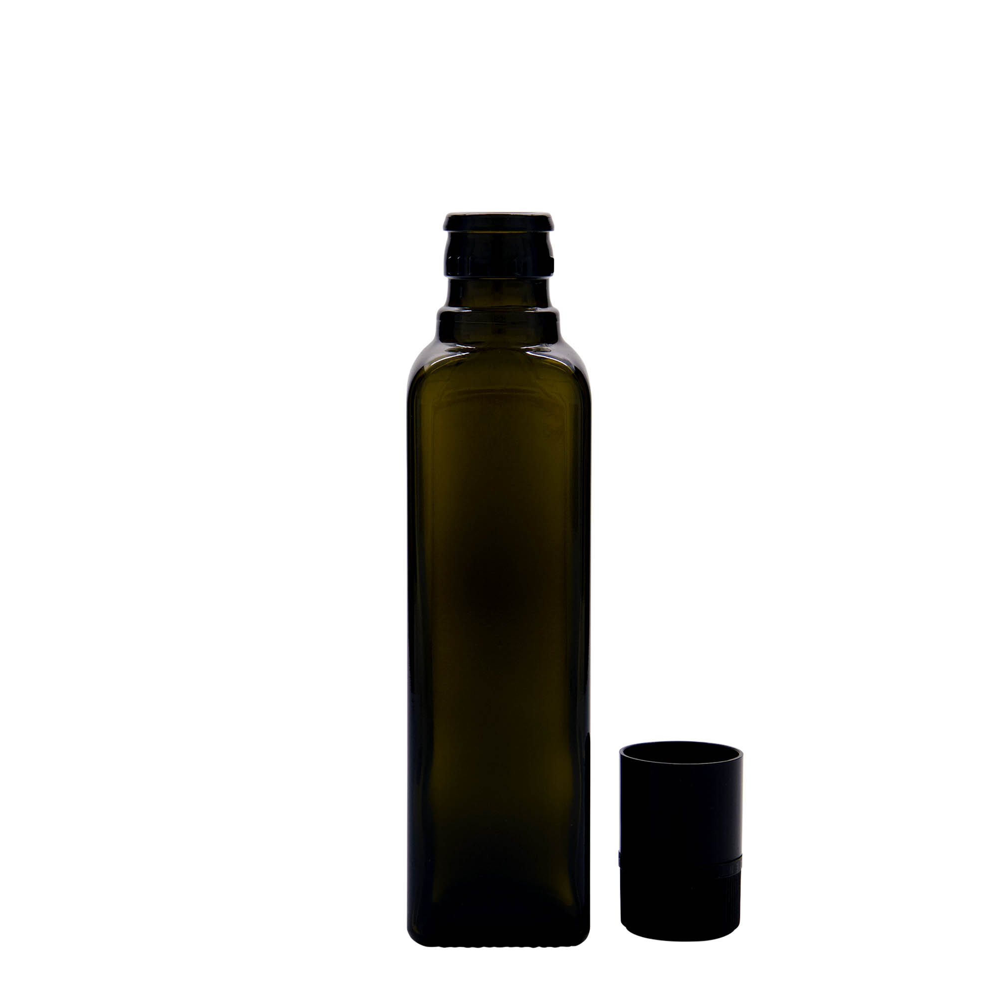 250 ml Essig-/Ölflasche 'Quadra', Glas, quadratisch, antikgrün, Mündung: DOP 250 ml Essig-/Ölflasche 'Quadra', Glas, quadratisch, antikgrün, Mündung: DOP