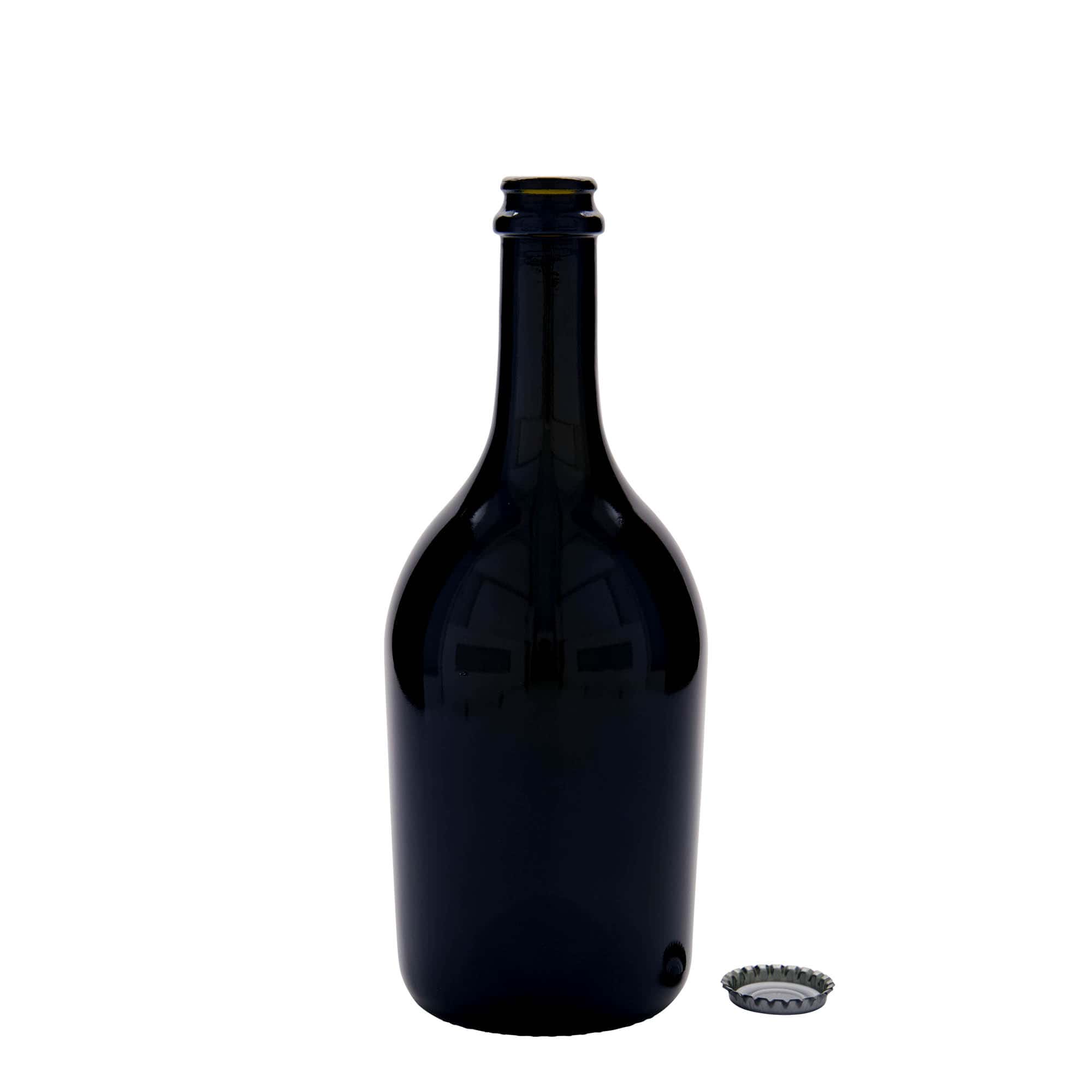 750 ml Bier-/Sektflasche „Butterfly“, Glas, antikgrün, Mündung: Kronkorken