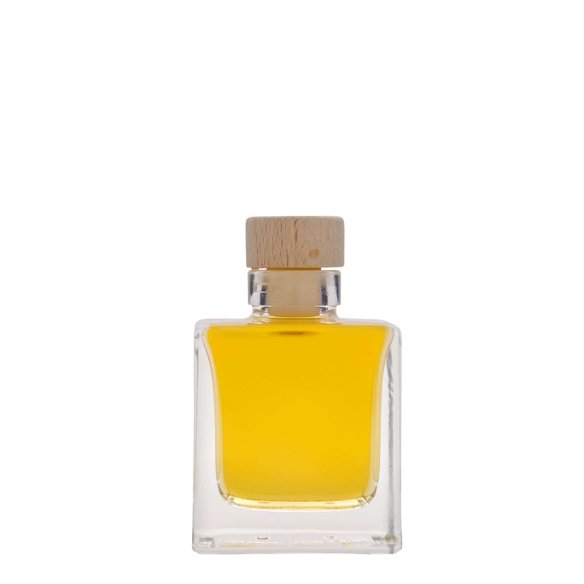 100 ml Glasflasche 'Cube', quadratisch, Mündung: Kork