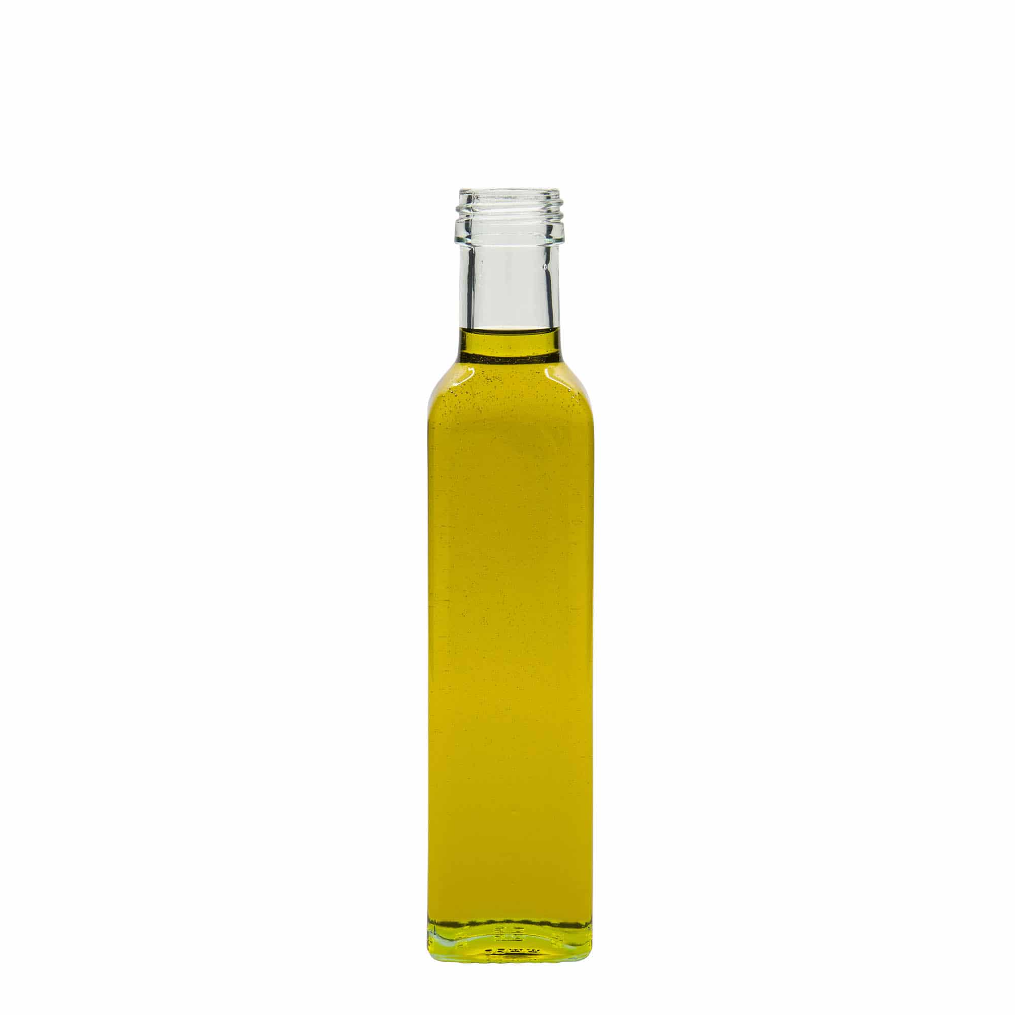 250 ml Glasflasche 'Marasca', quadratisch, Mündung: PP 31,5 250 ml Glasflasche 'Marasca', quadratisch, Mündung: PP 31,5