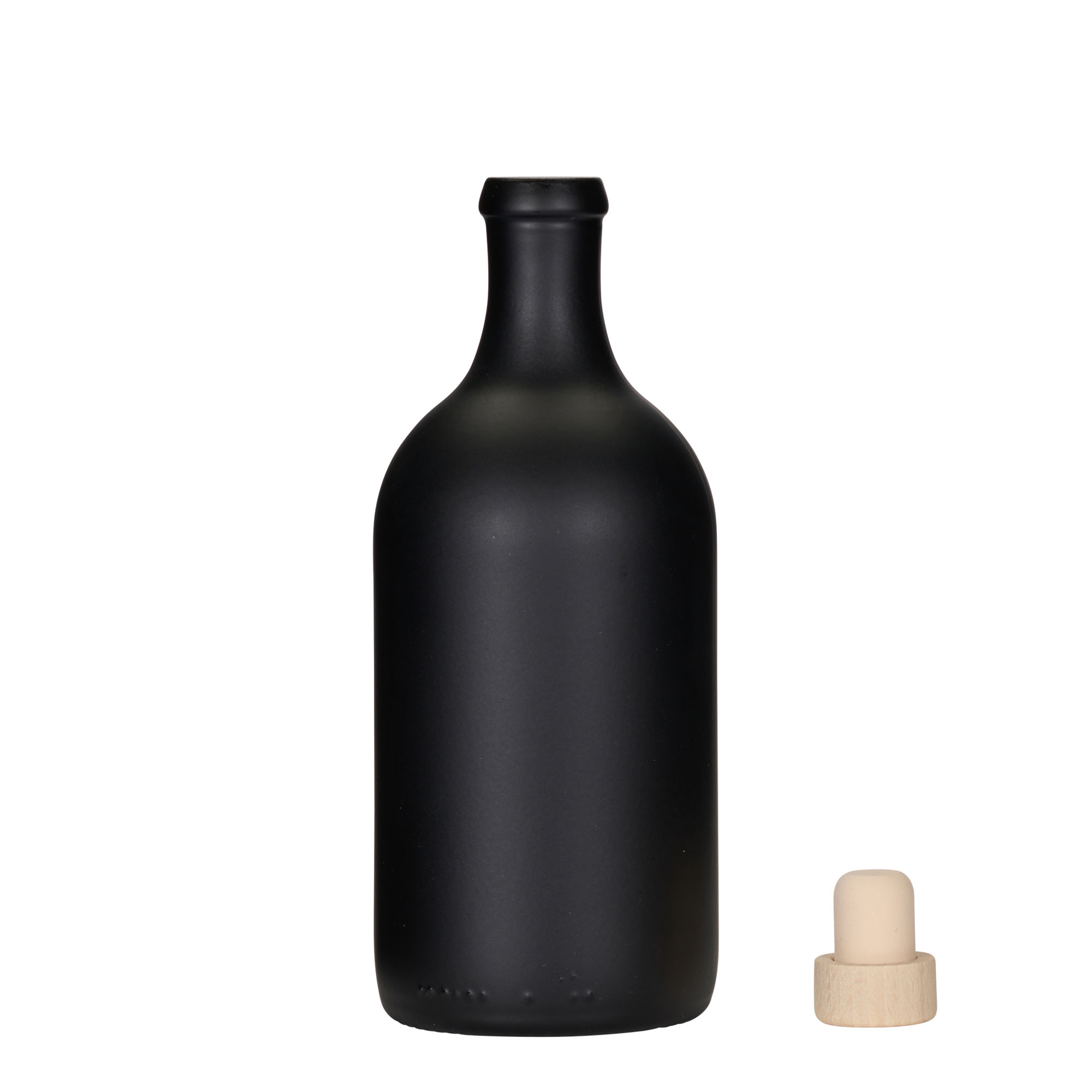 500 ml Glasflasche 'Ginevra Leggera', schwarz, Mündung: Kork 500 ml Glasflasche 'Ginevra Leggera', schwarz, Mündung: Kork