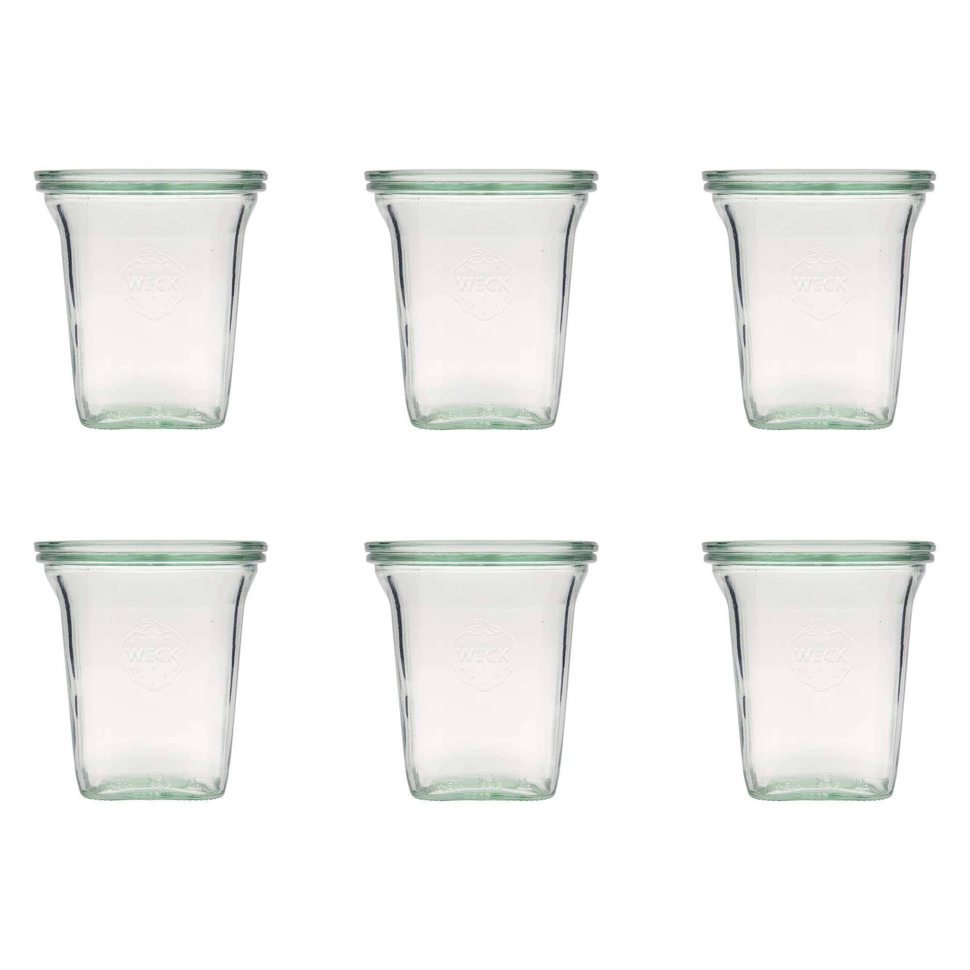 6x 545 ml WECK-Quadroglas mit Glasdeckel RR 100