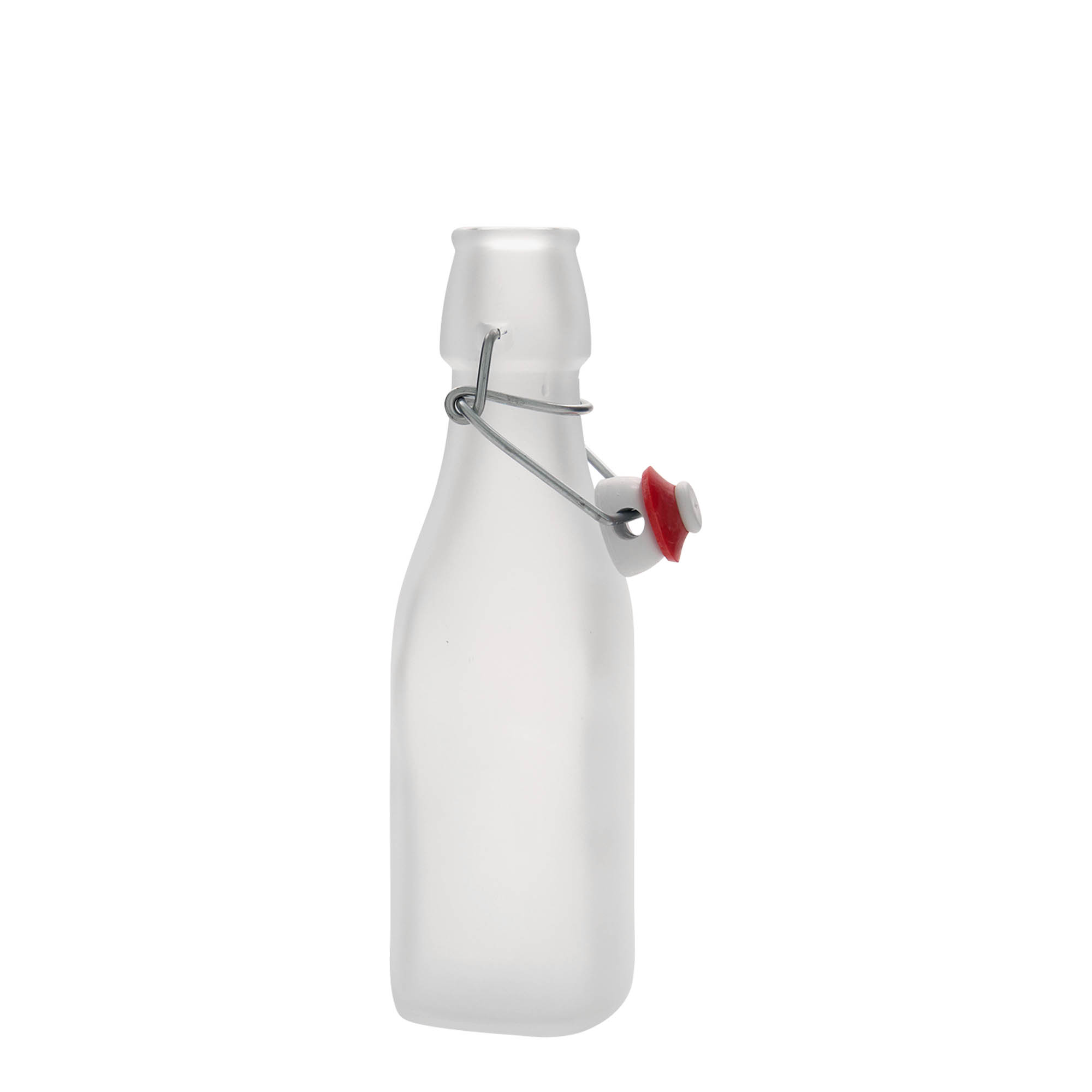 250 ml Glasflasche „Swing“ quadratisch, weiß, Mündung: Bügelverschluss