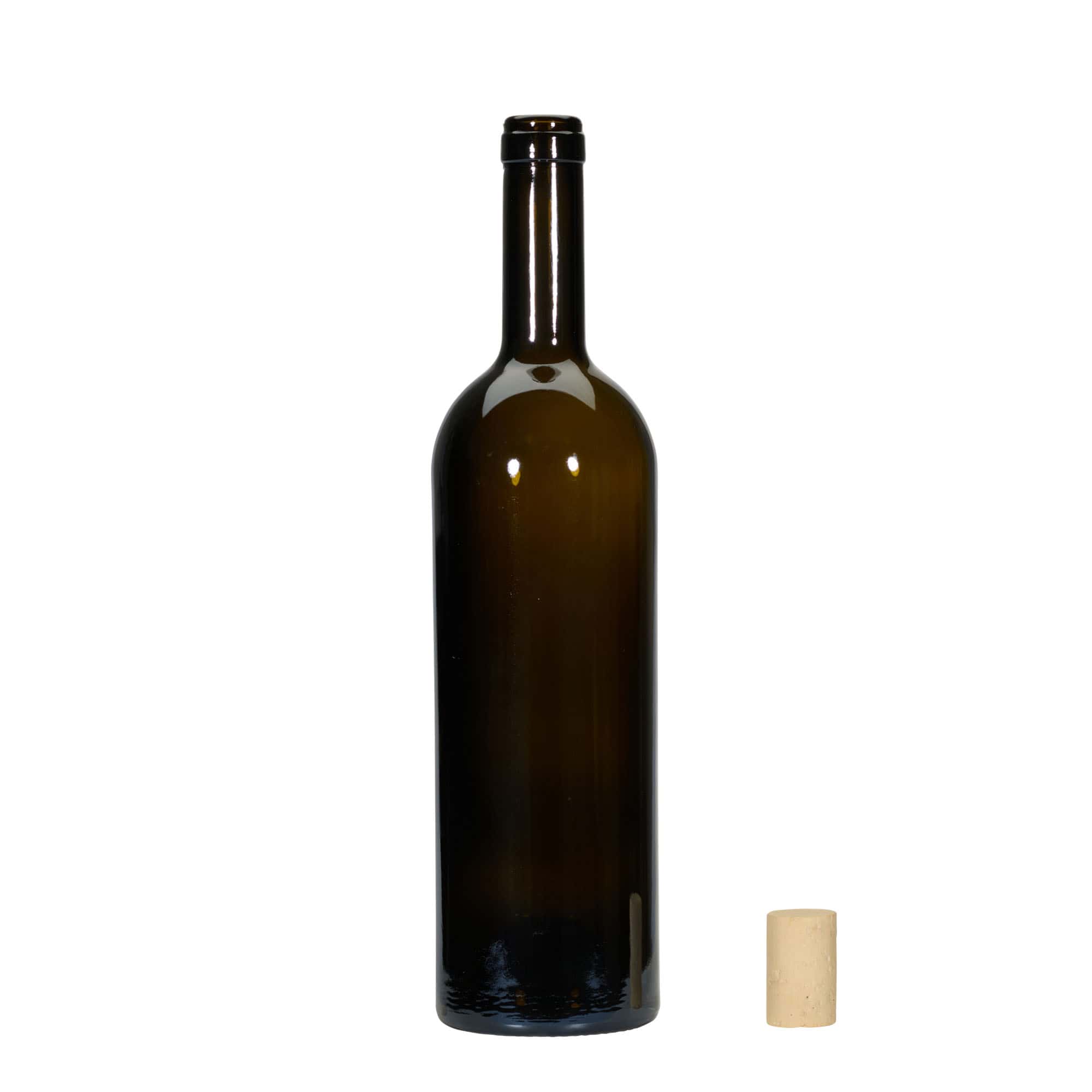 750 ml Weinflasche „Golia“, antikgrün, Mündung: Kork