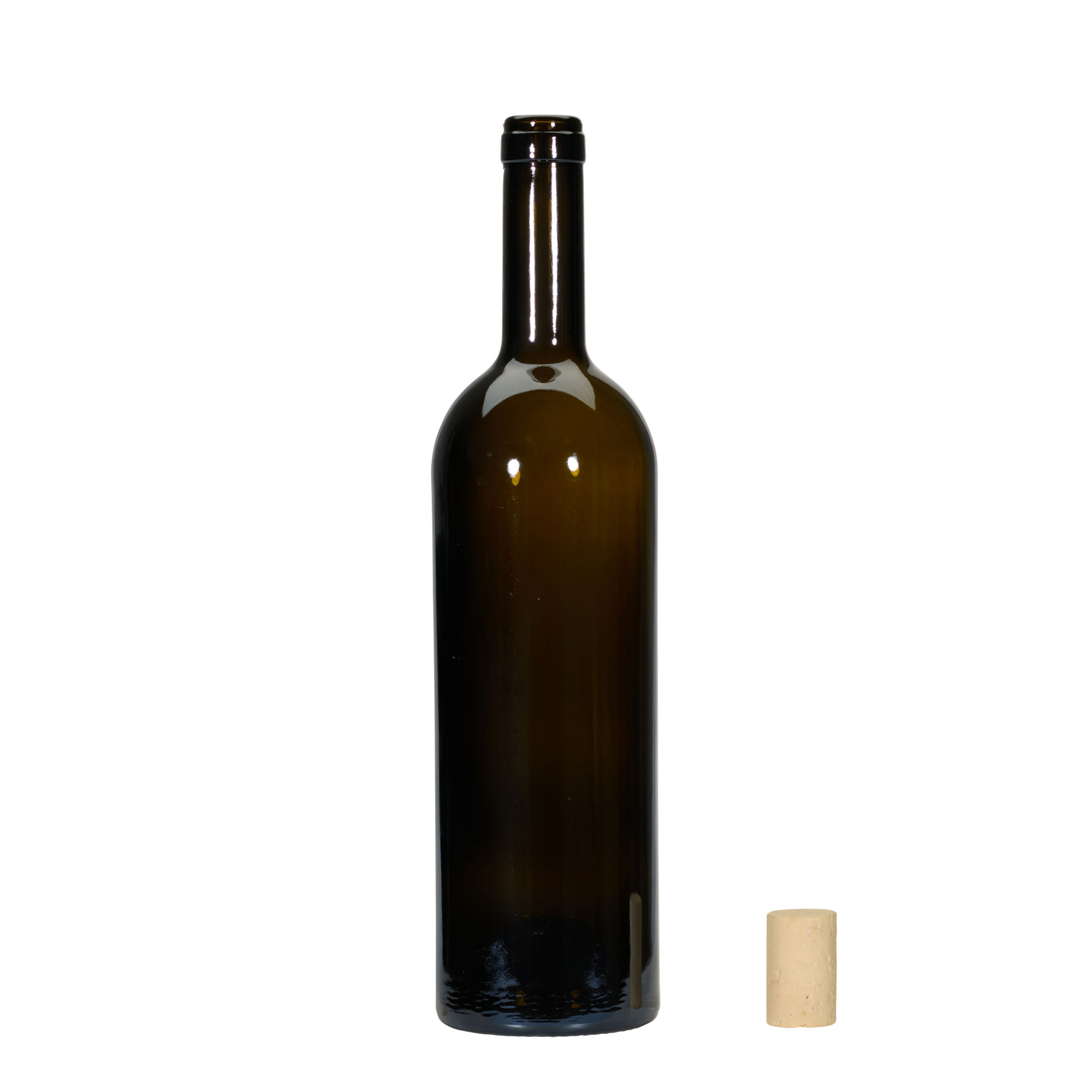 750 ml Weinflasche „Golia“, antikgrün, Mündung: Kork