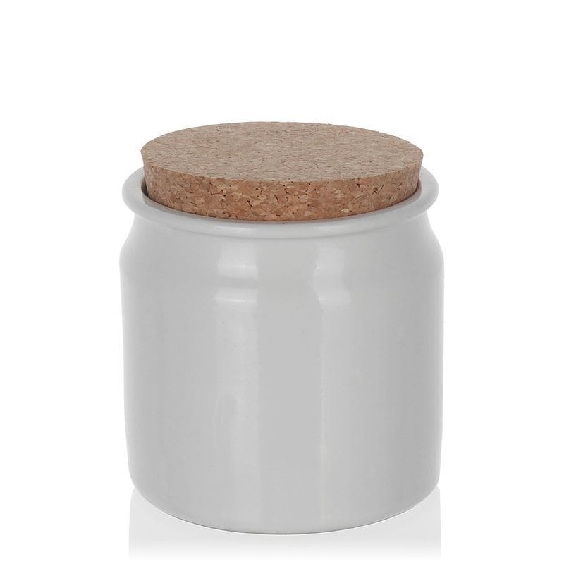 160 ml Steinzeugtopf, Keramik, weiß, Mündung: Kork