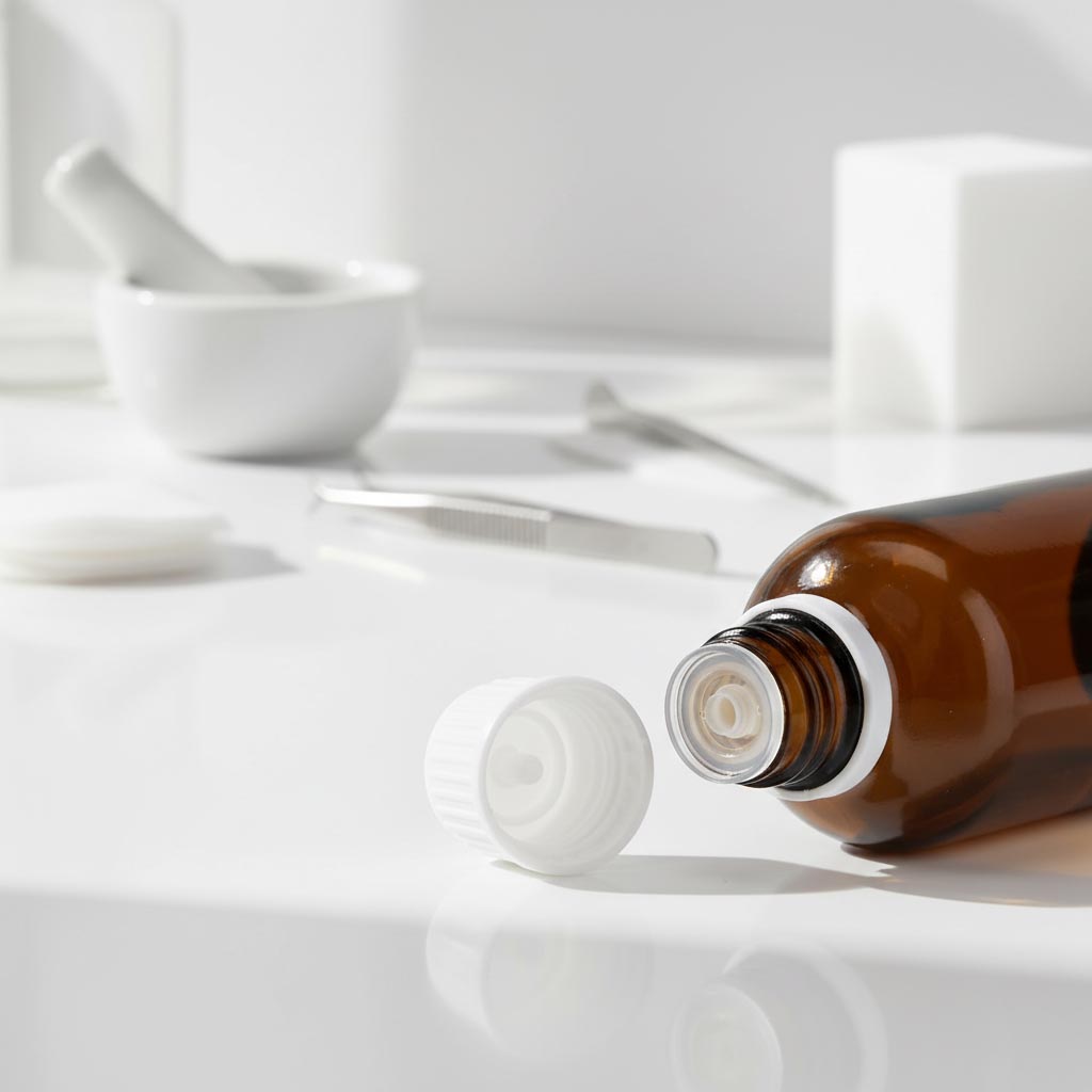 Schraubverschluss mit Tropfeinsatz, PE-Kunststoff, weiß, für Mündung: DIN 18