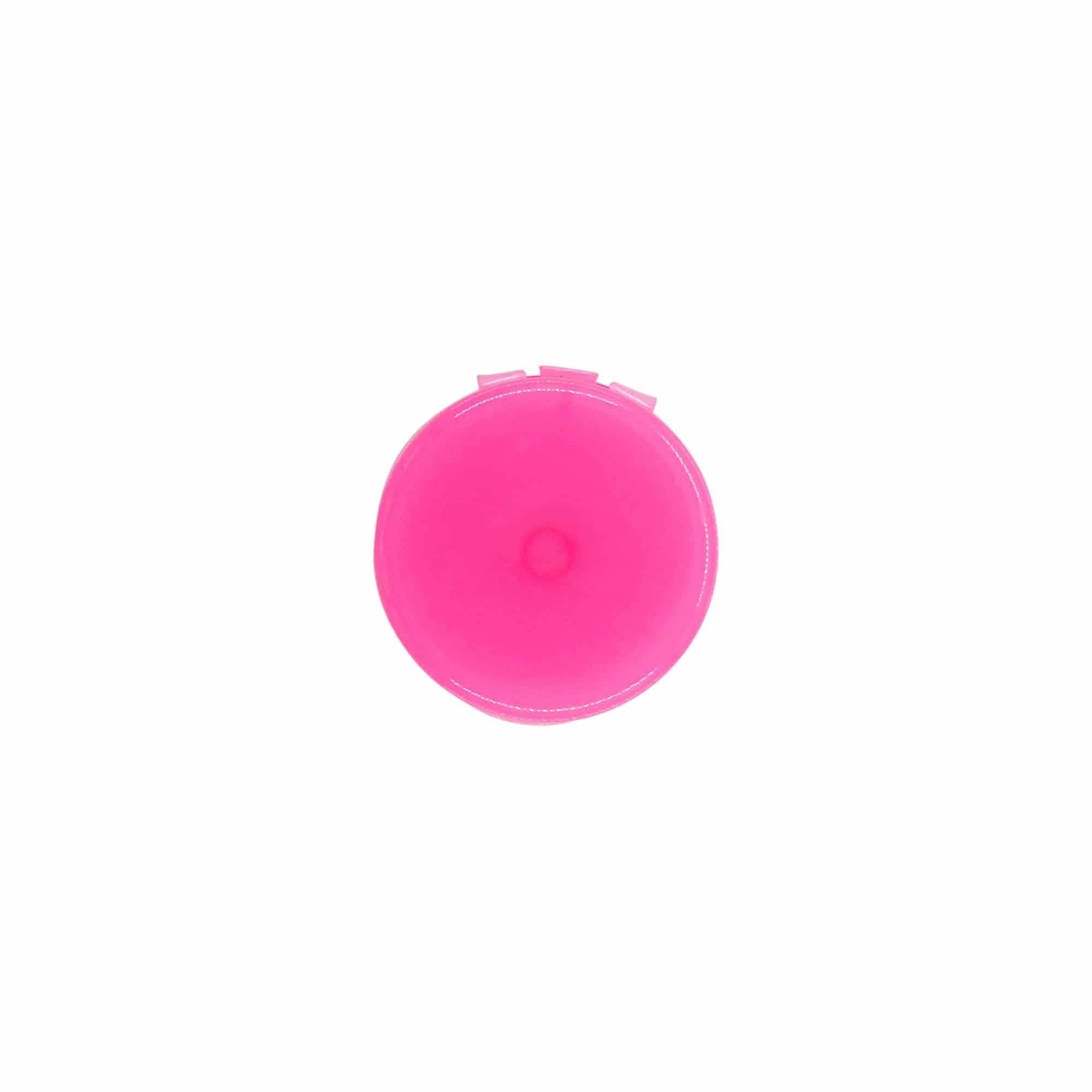 Schraubverschluss Klappscharnier, PP-Kunststoff, pink, für Mündung: 24/410 Schraubverschluss Klappscharnier, PP-Kunststoff, pink, für Mündung: 24/410