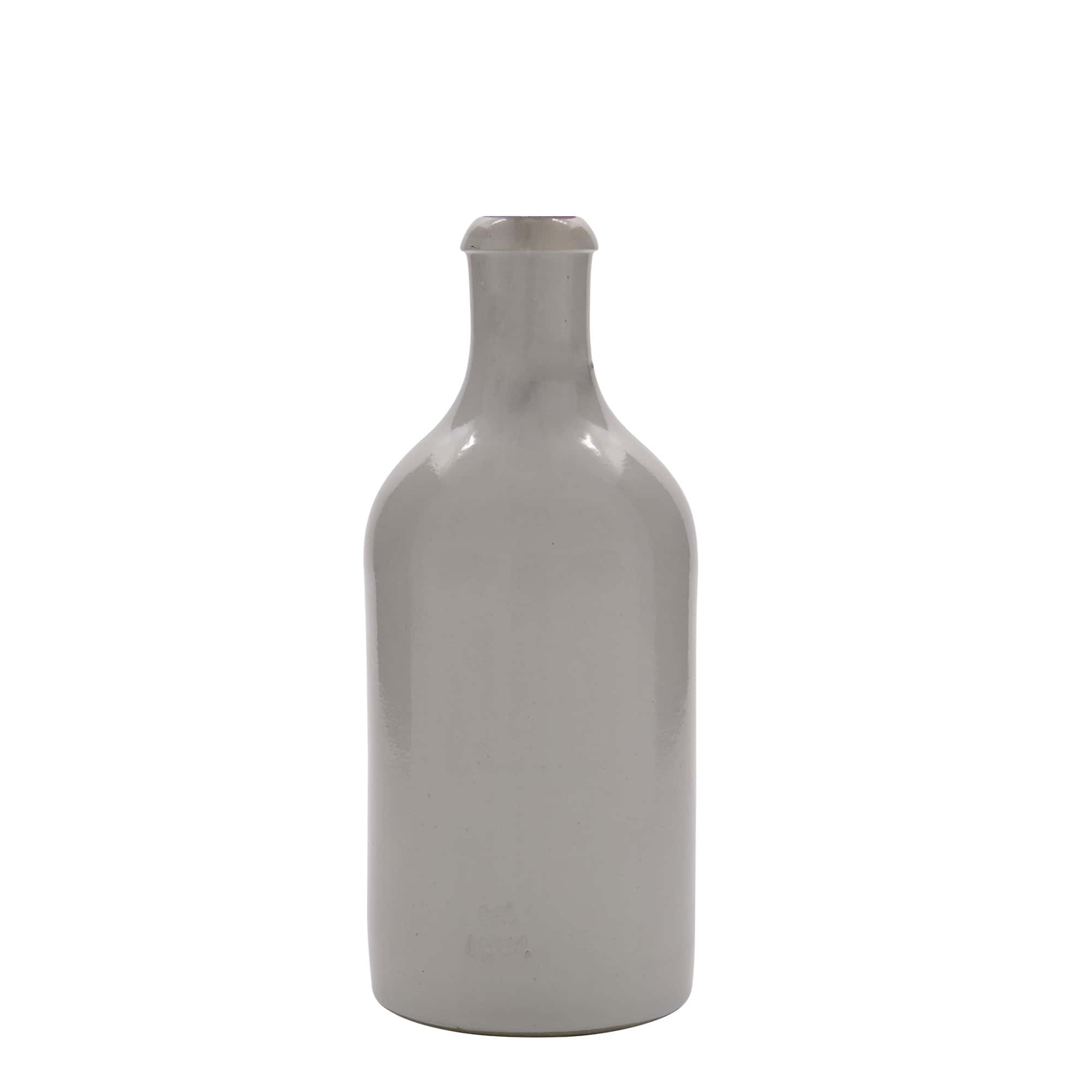 500 ml Tonkrug, Steinzeug, weiß, Mündung: Bügelverschluss 500 ml Tonkrug, Steinzeug, weiß, Mündung: Bügelverschluss