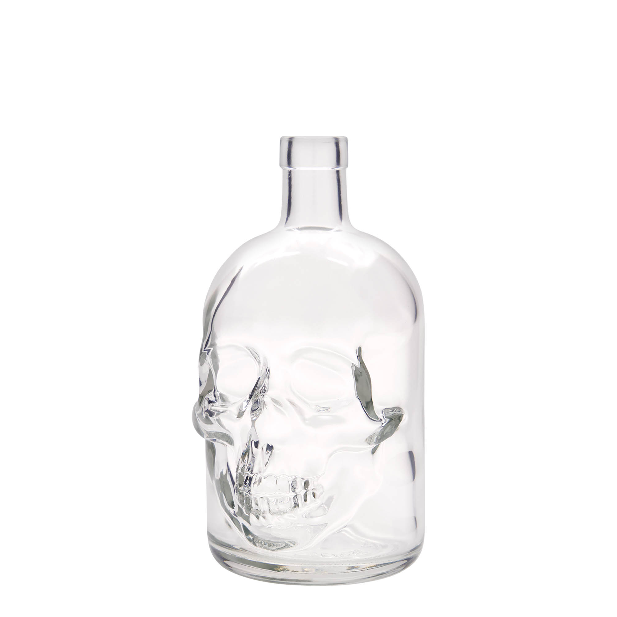 700 ml Glasflasche „Totenkopf“, Mündung: Kork