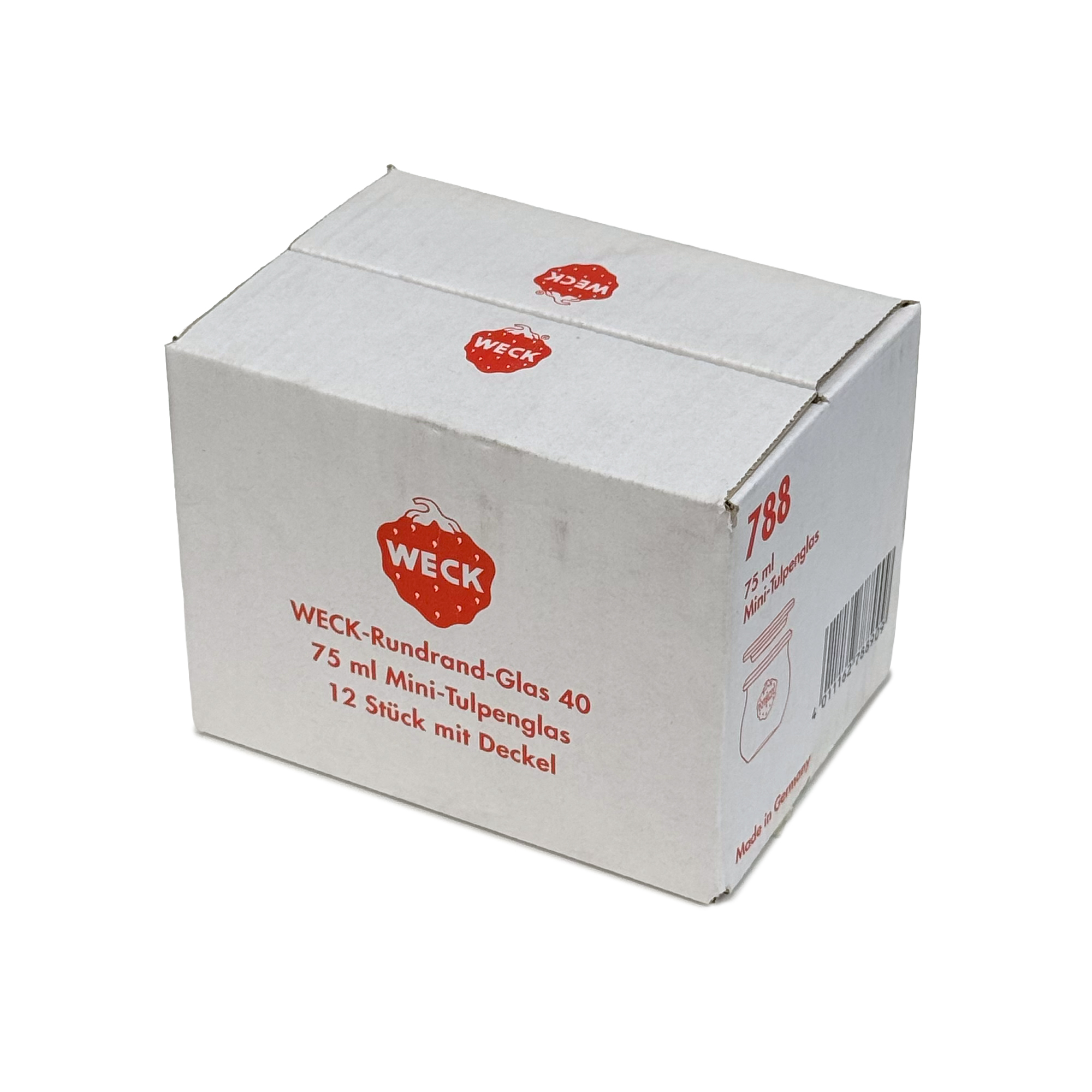 12x 75 ml WECK-Tulpenglas mit Glasdeckel RR 40