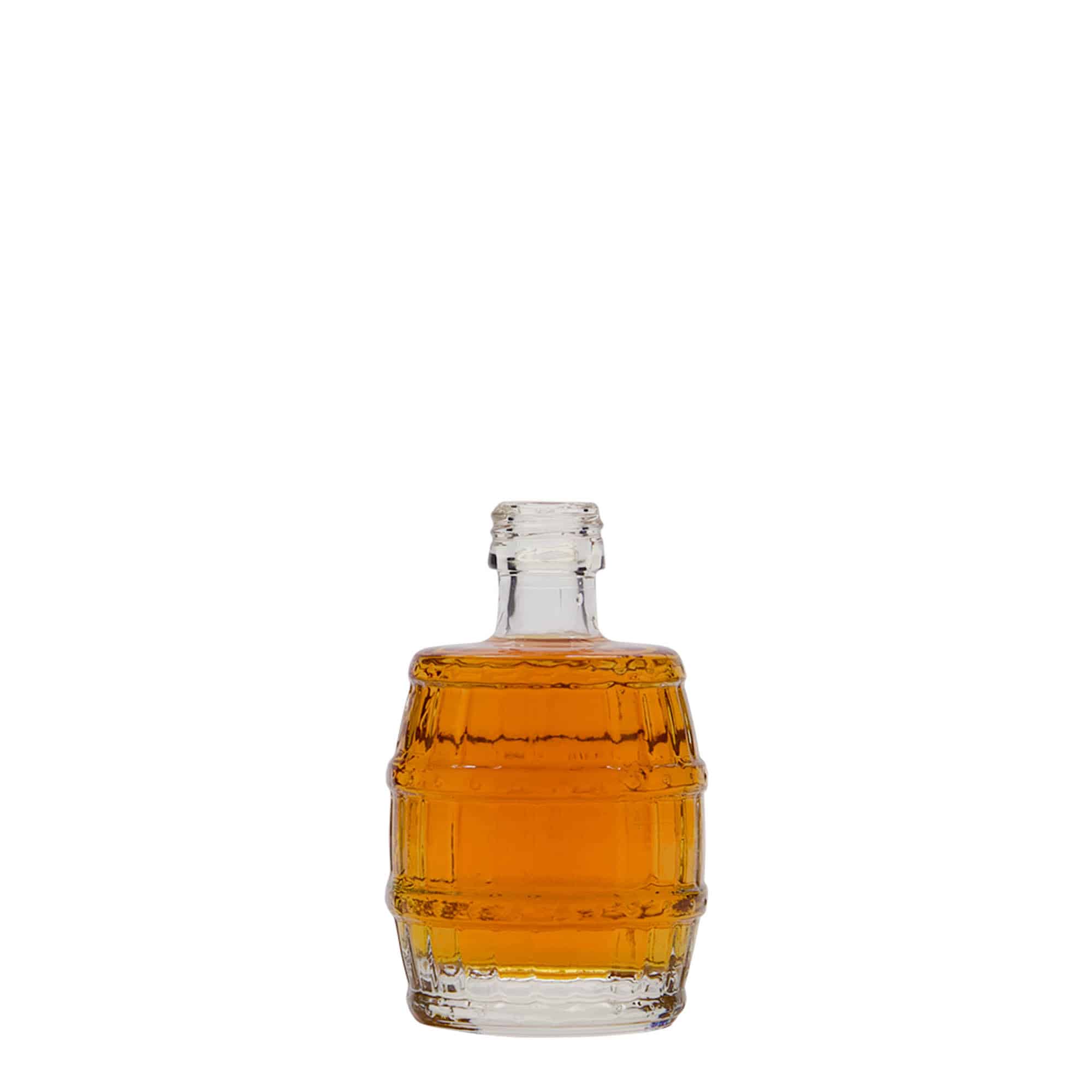 50 ml Glasflasche „Fass“, Mündung: PP 18