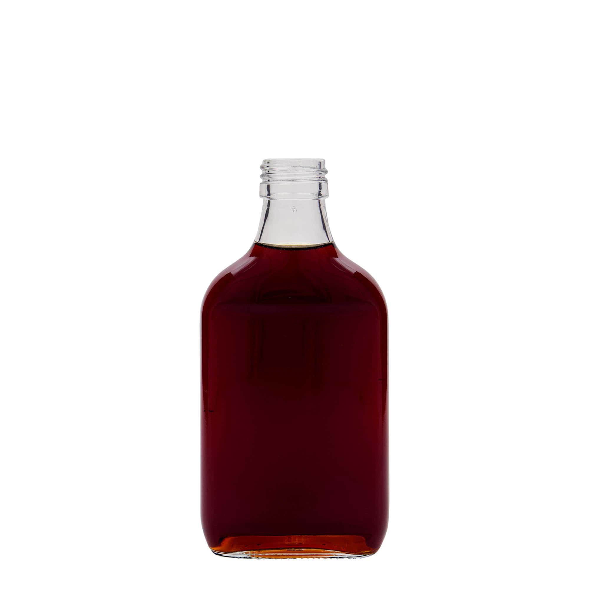 200 ml Taschenflasche, rechteckig, Glas, Mündung: PP 28